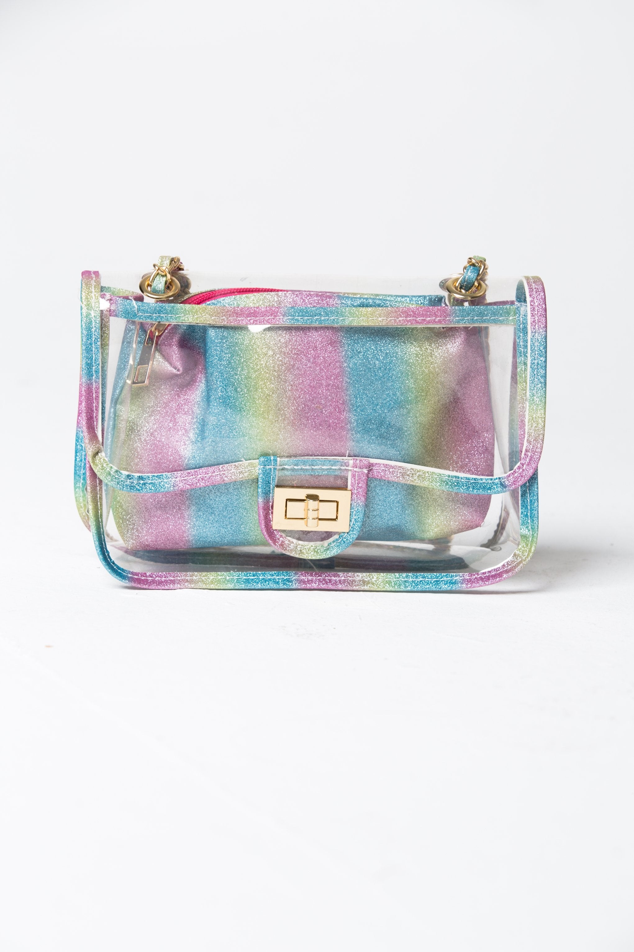 Rainbow Paint Clear Small Tote Messenger Bag - ownthelooks-Development