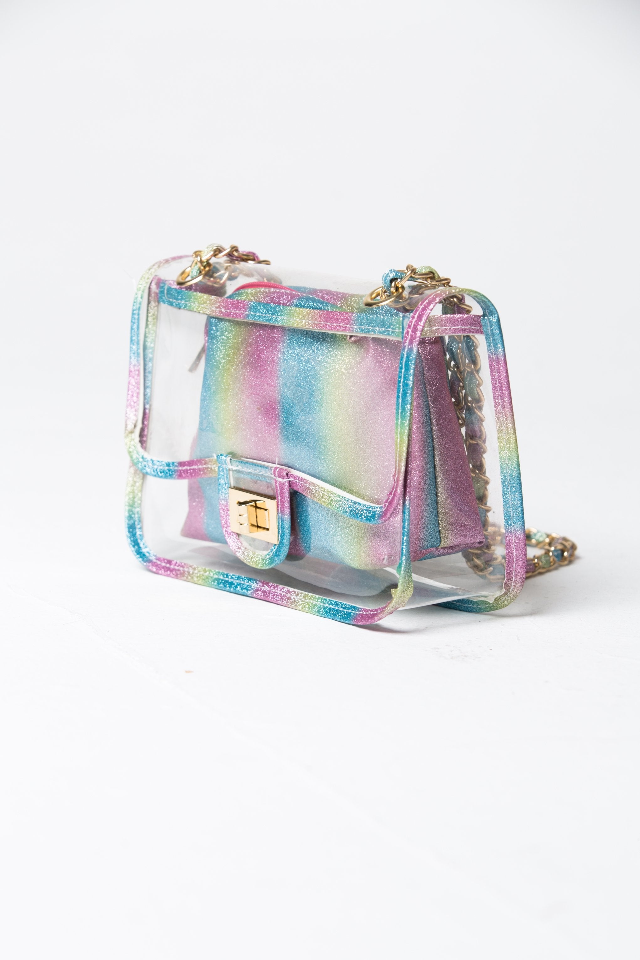 Rainbow Paint Clear Small Tote Messenger Bag - ownthelooks-Development