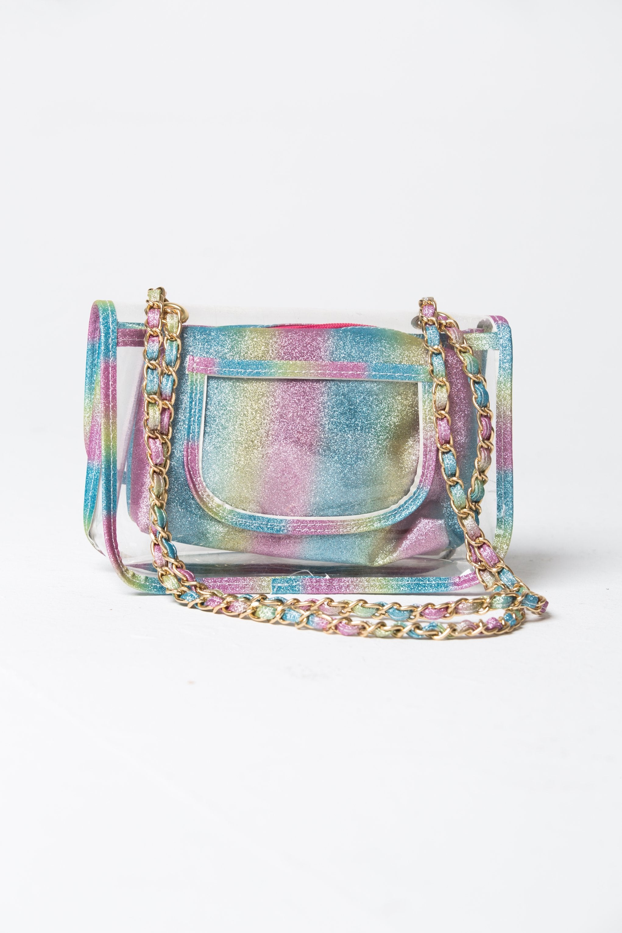 Rainbow Paint Clear Small Tote Messenger Bag - ownthelooks-Development