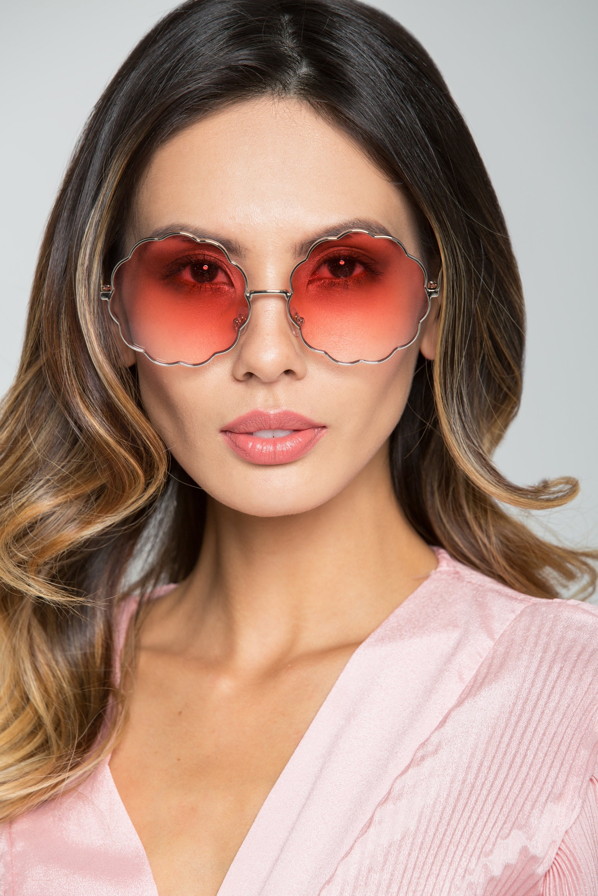 Red Scallop Rim Sunglasses - ownthelooks-Development