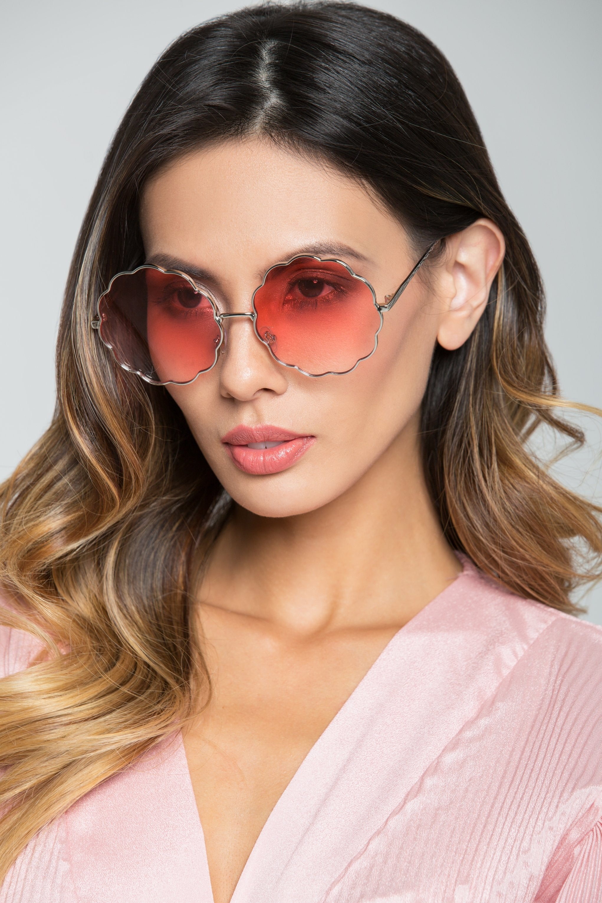 Red Scallop Rim Sunglasses - ownthelooks-Development