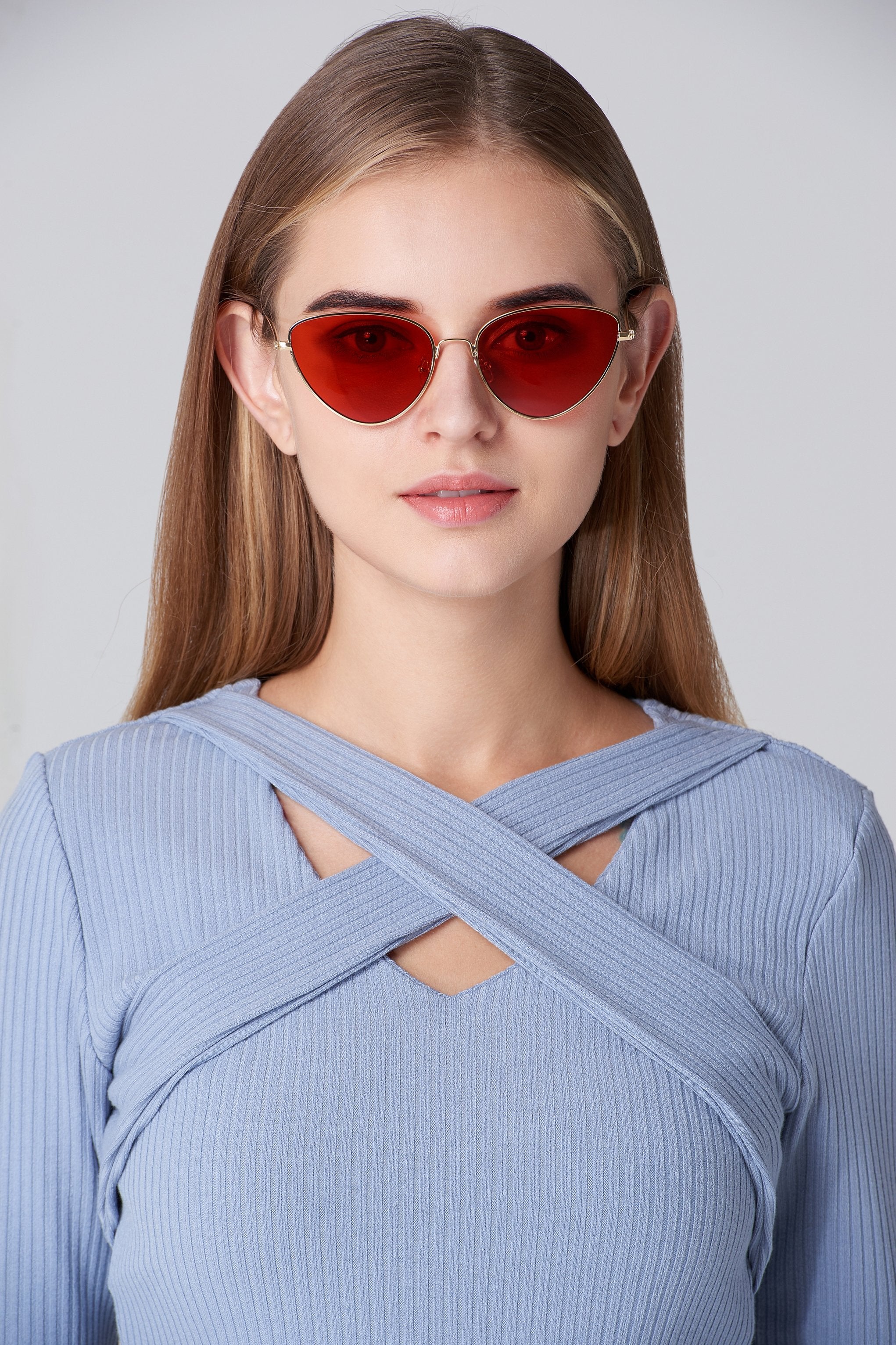 Red and Gold Cat Eye Sunglasses - ownthelooks-Development