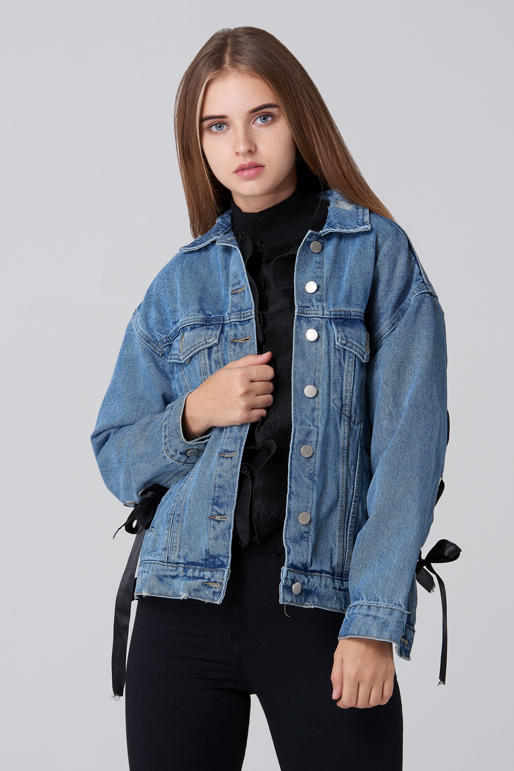 Ring Lace Back Denim Jacket - ownthelooks-Development