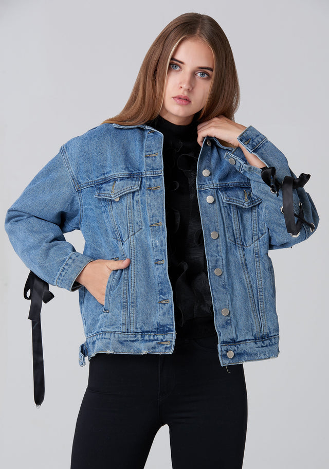 Ring Lace Back Denim Jacket - ownthelooks-Development