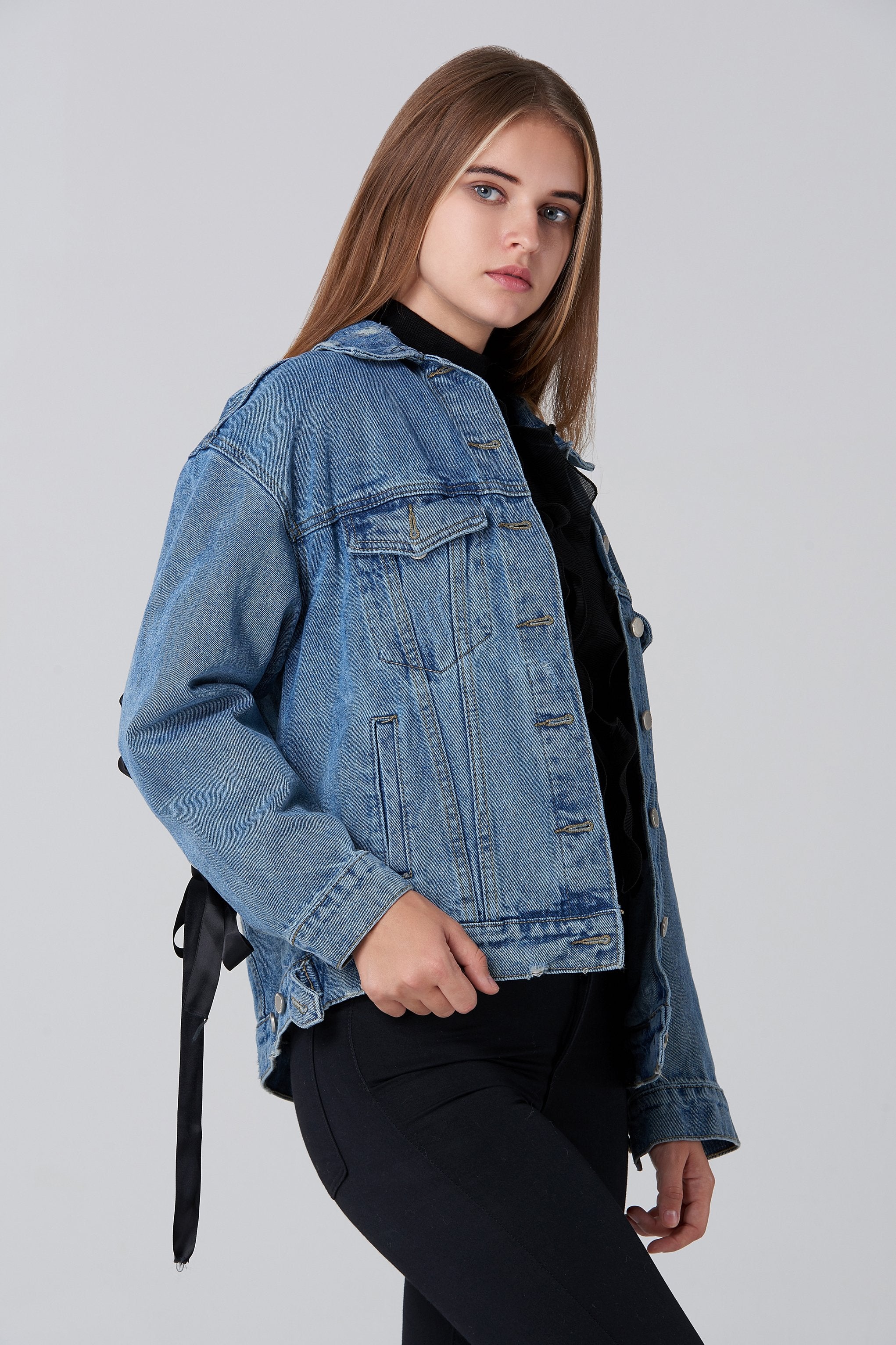 Ring Lace Back Denim Jacket - ownthelooks-Development