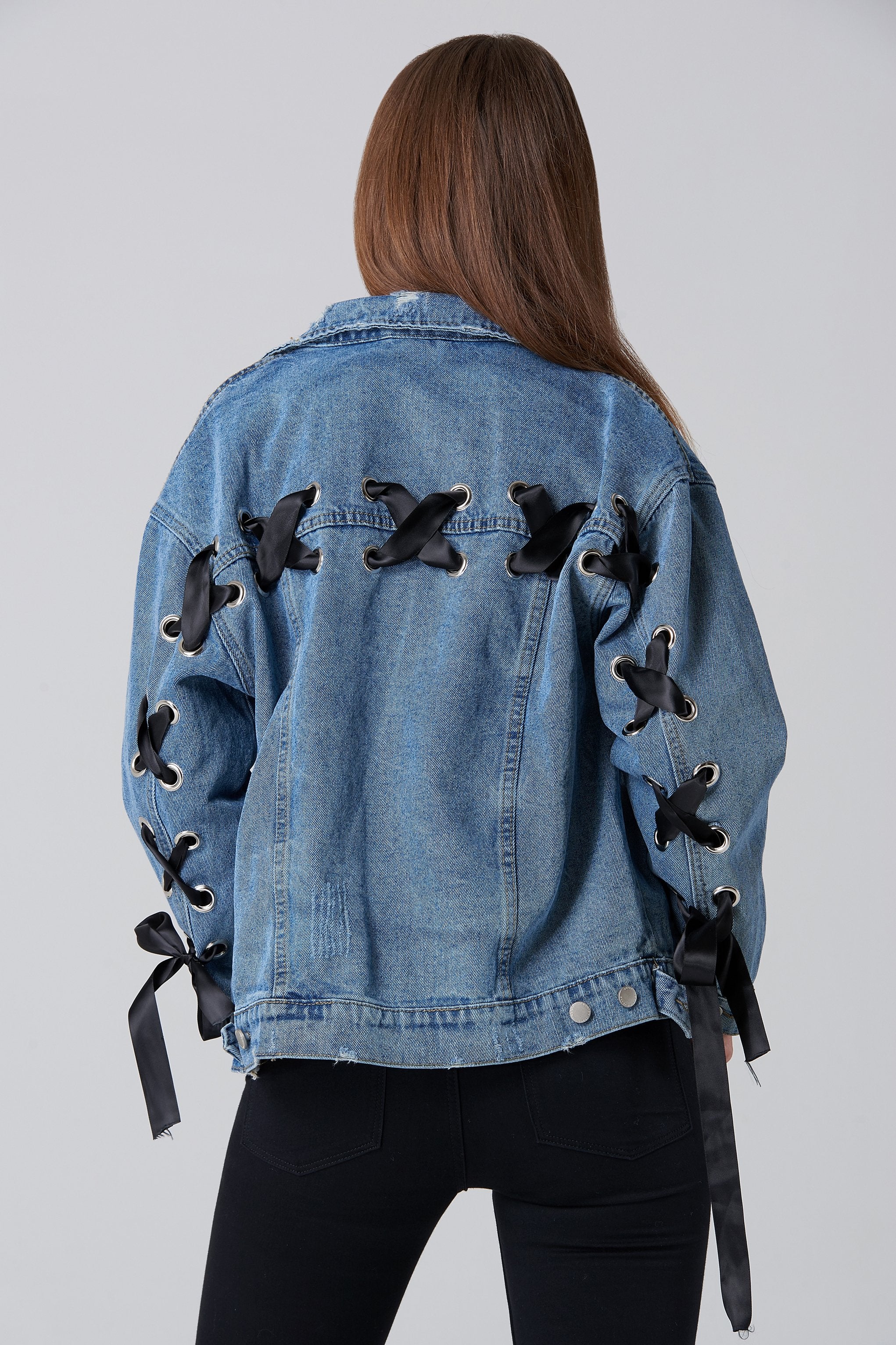 Ring Lace Back Denim Jacket - ownthelooks-Development