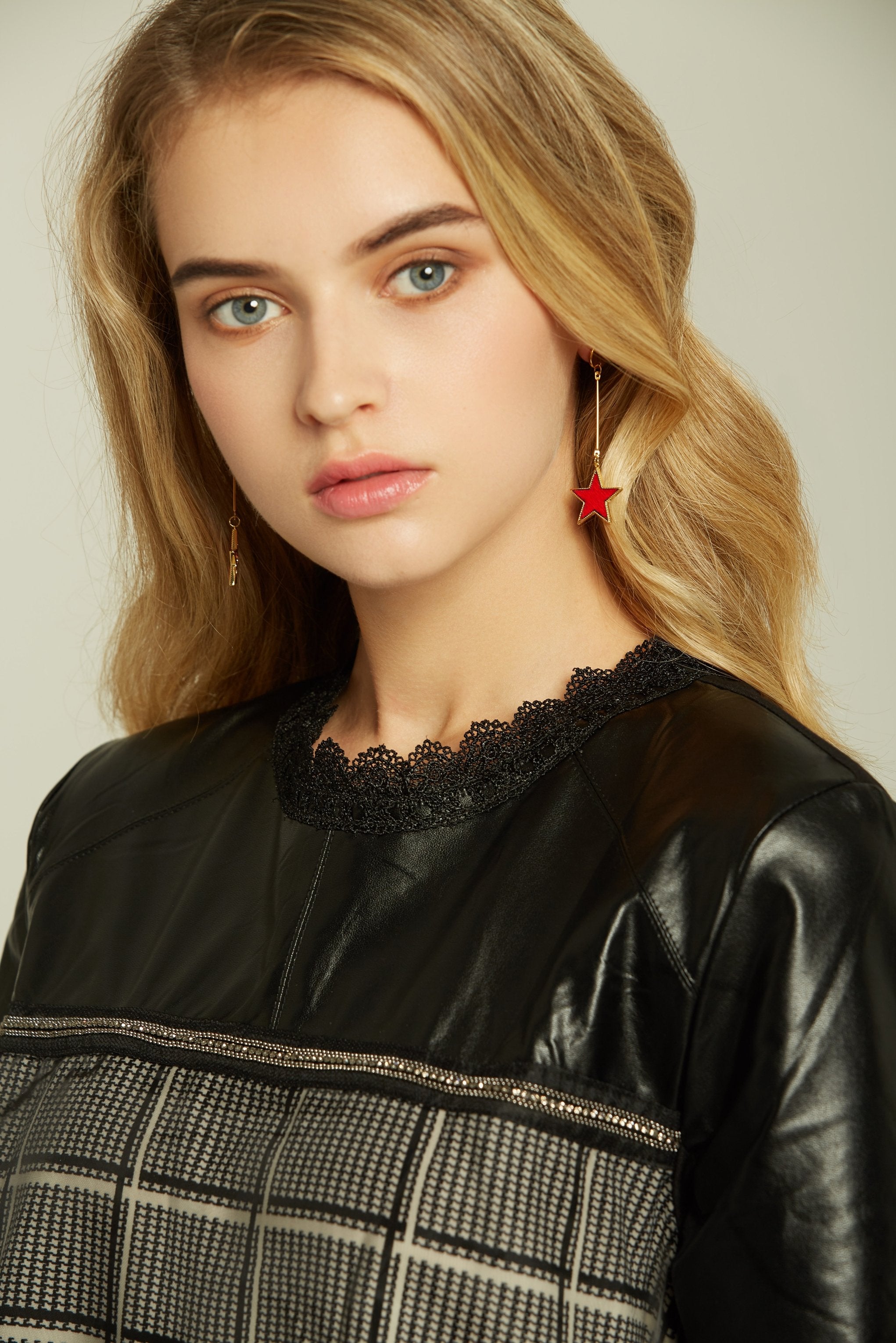 Ruby Red Resin-fill Star Drop Earrings - ownthelooks-Development