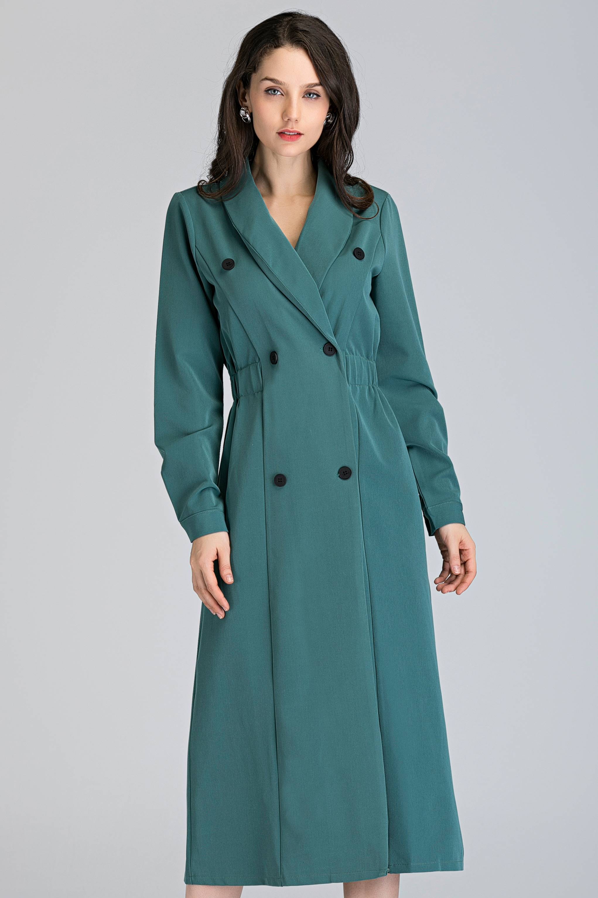 Sage Green Double Button Midi Blazer - ownthelooks-Development