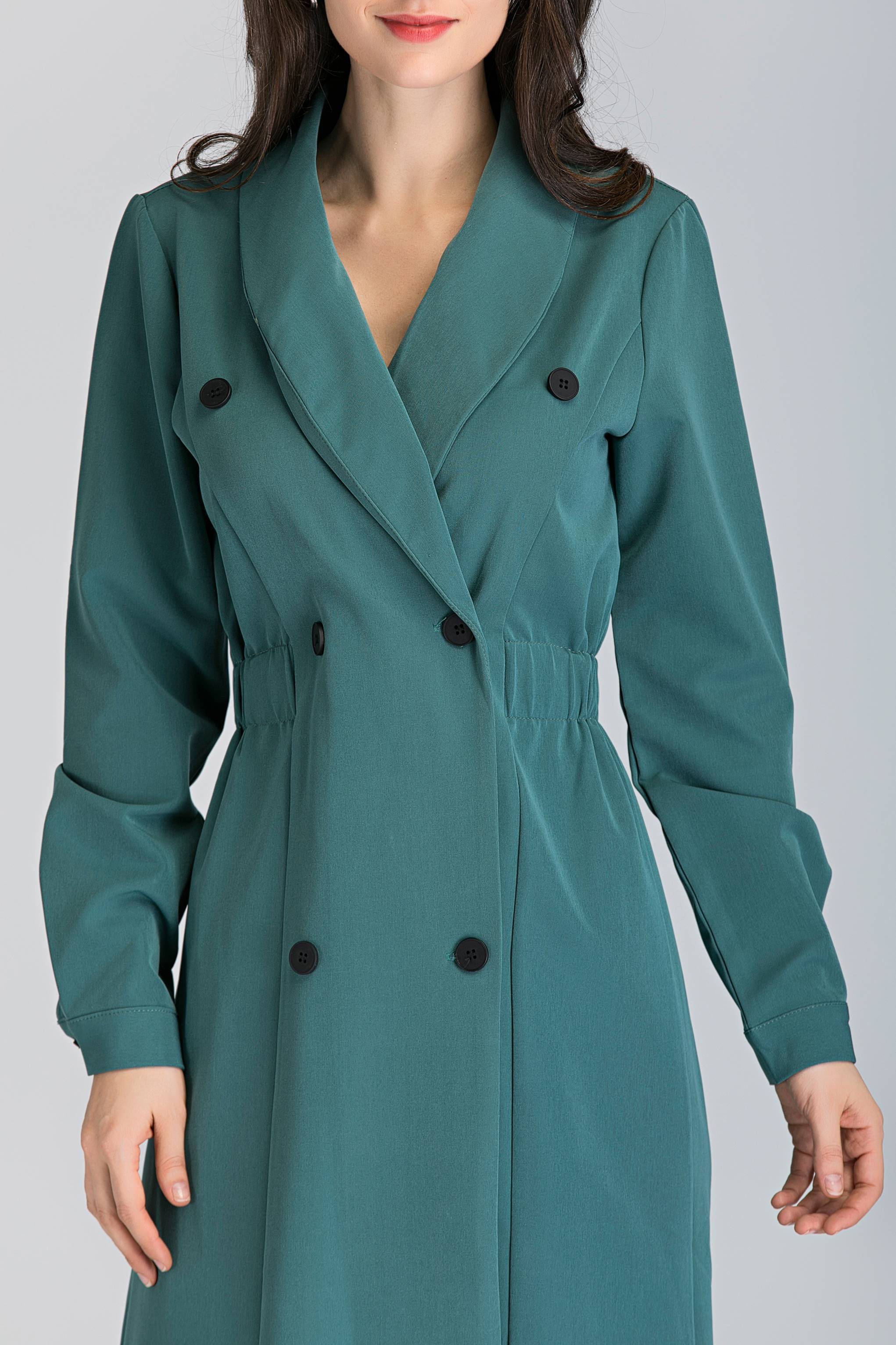 Sage Green Double Button Midi Blazer - ownthelooks-Development
