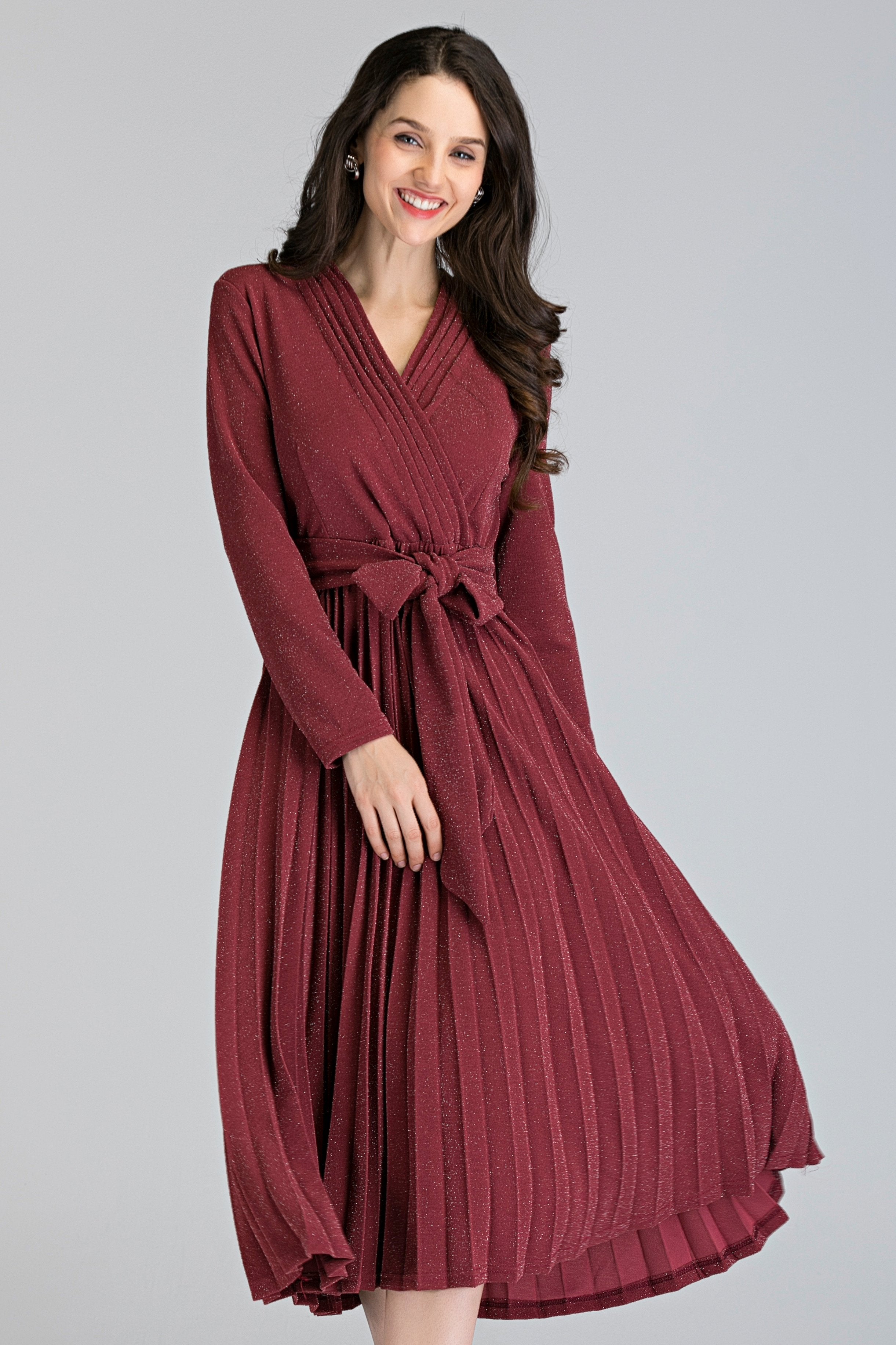 Pink Diamond Pleated Midi Dress - ownthelooks-Development