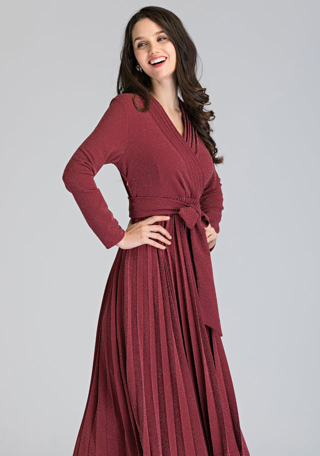 Pink Diamond Pleated Midi Dress - ownthelooks-Development