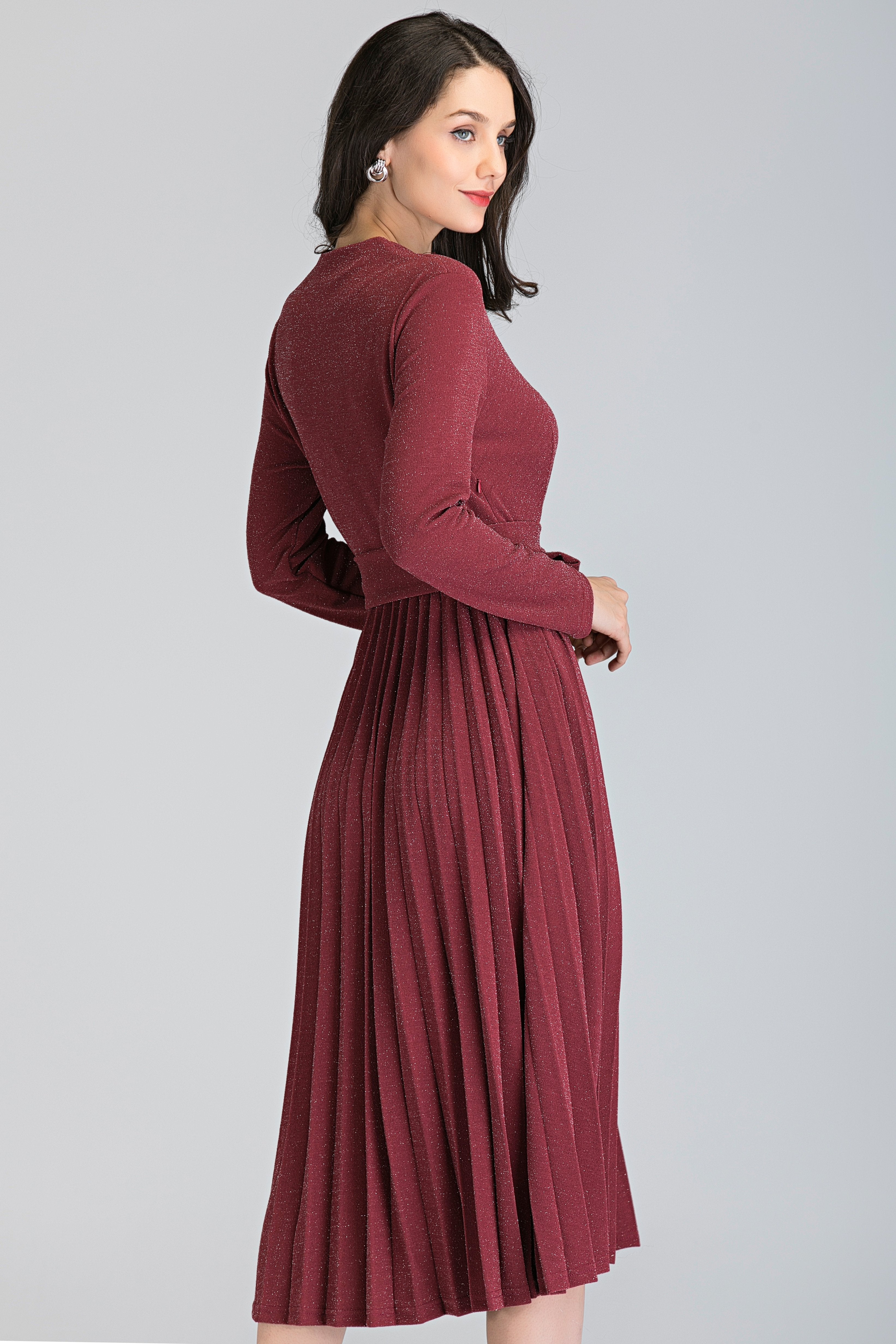 Pink Diamond Pleated Midi Dress - ownthelooks-Development