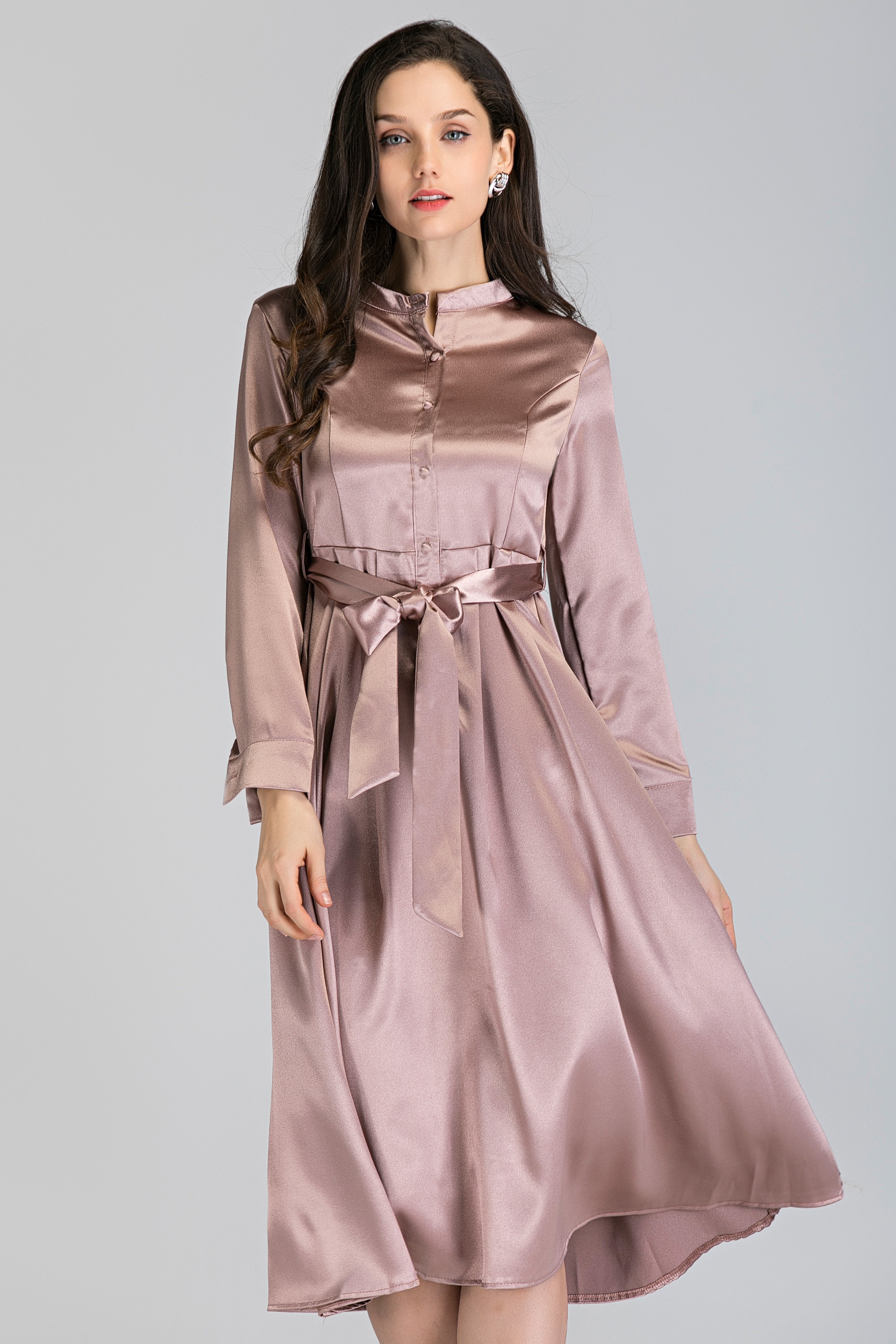 Silk Champagne Midi Dress - ownthelooks-Development