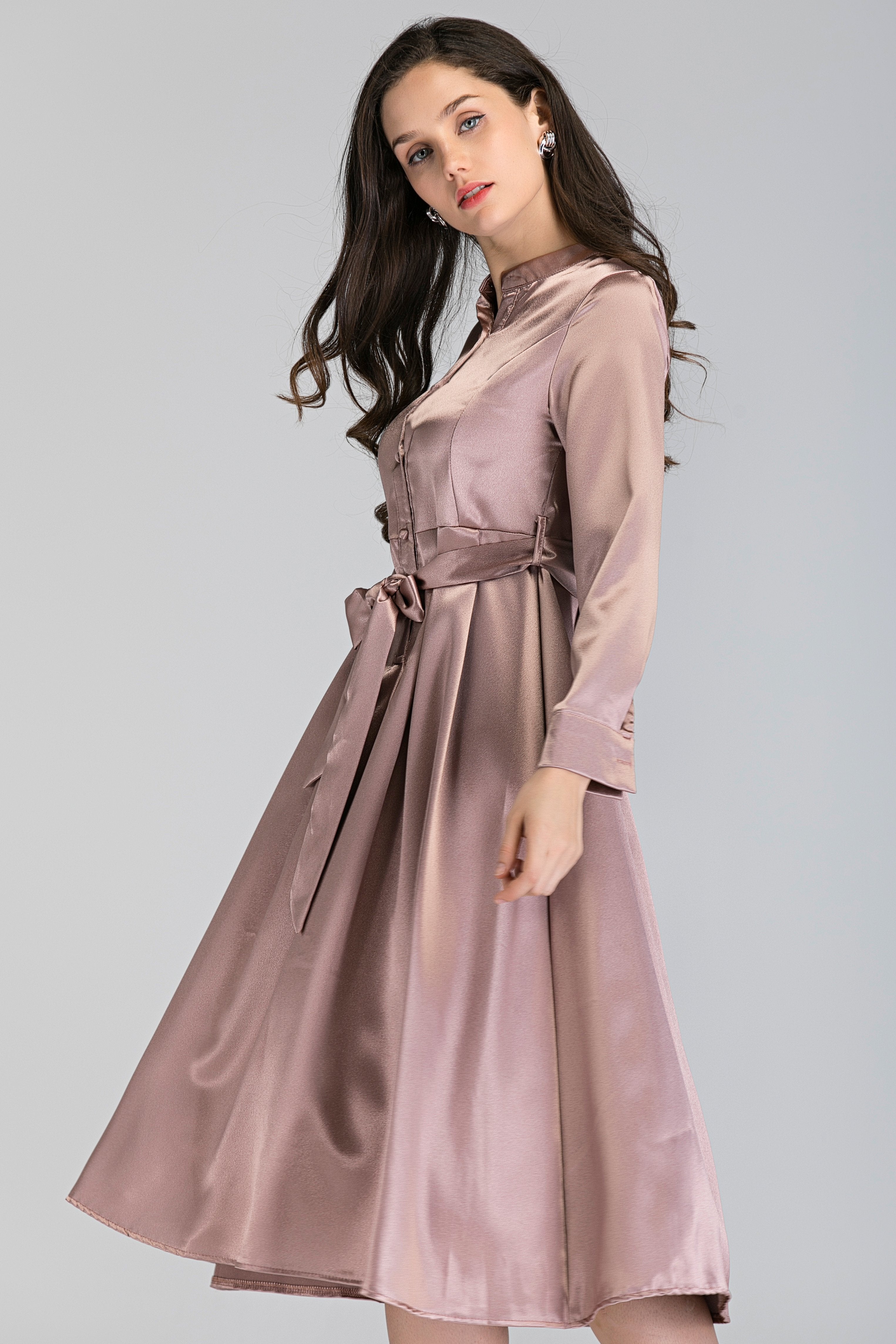Silk Champagne Midi Dress - ownthelooks-Development