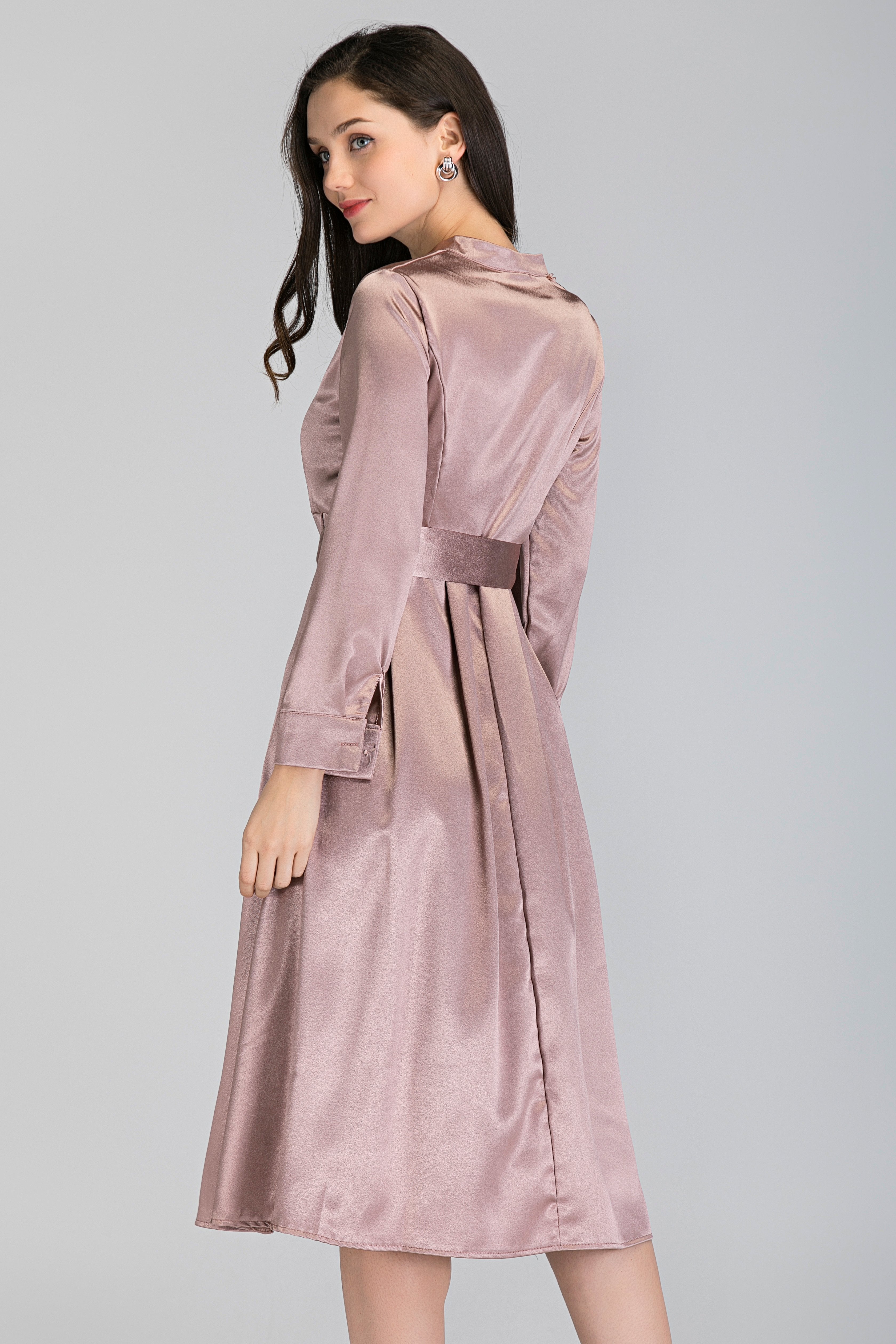 Silk Champagne Midi Dress - ownthelooks-Development