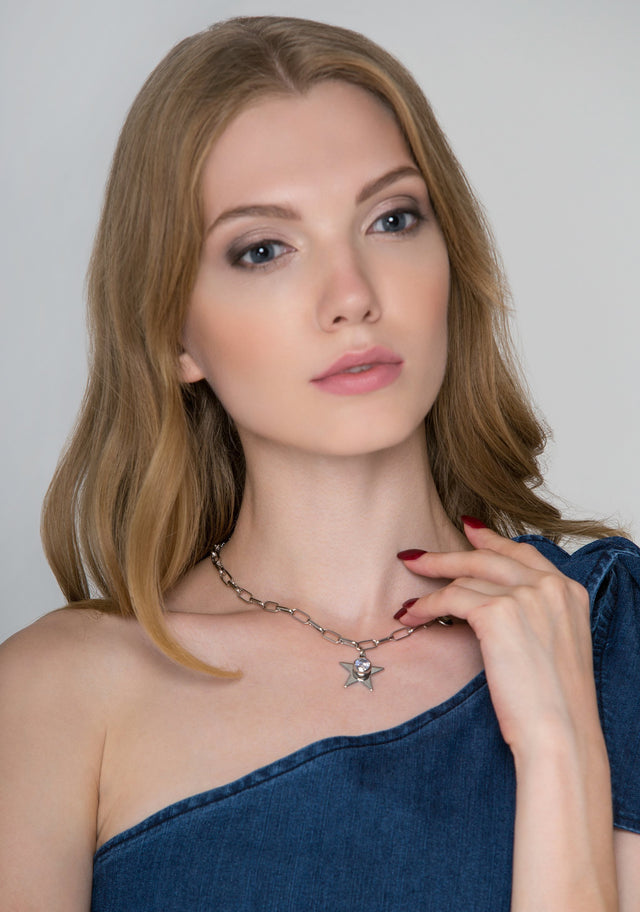 Silver Chain Star Charm Necklace - ownthelooks-Development