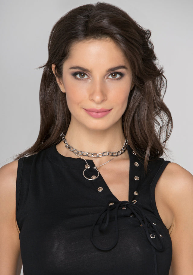 Silver Chain and Hoop Necklace - ownthelooks-Development