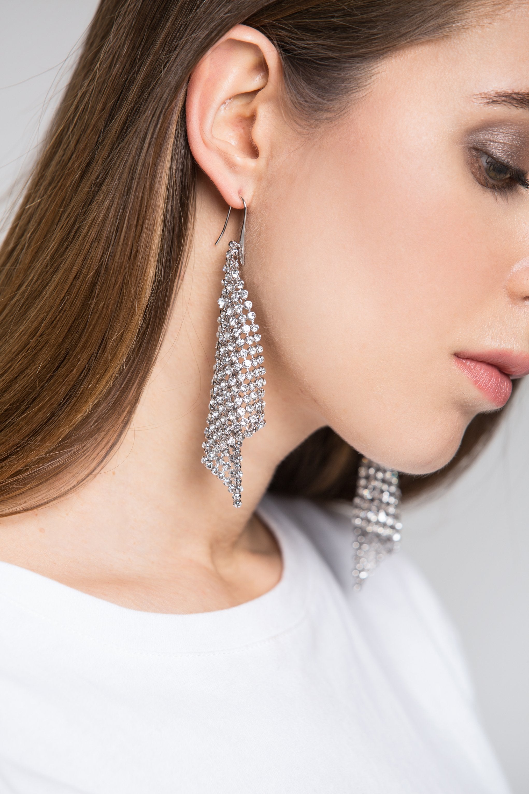 Gold Diamond Mesh Earrings - ownthelooks-Development