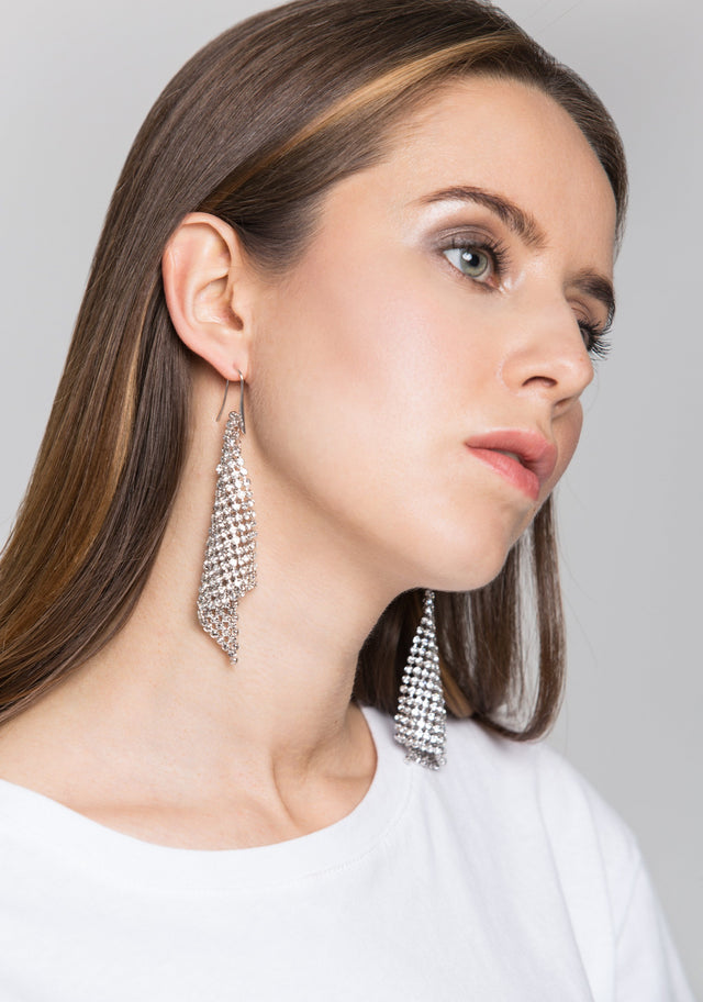 Silver Diamond Mesh Earrings - ownthelooks-Development