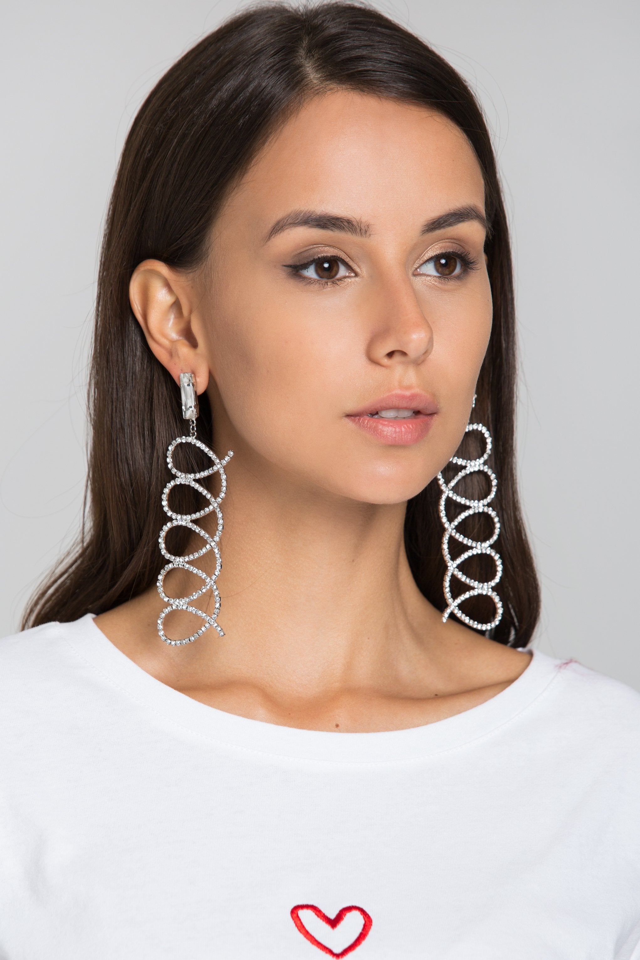 Silver Diamond Swirl Earrings - ownthelooks-Development
