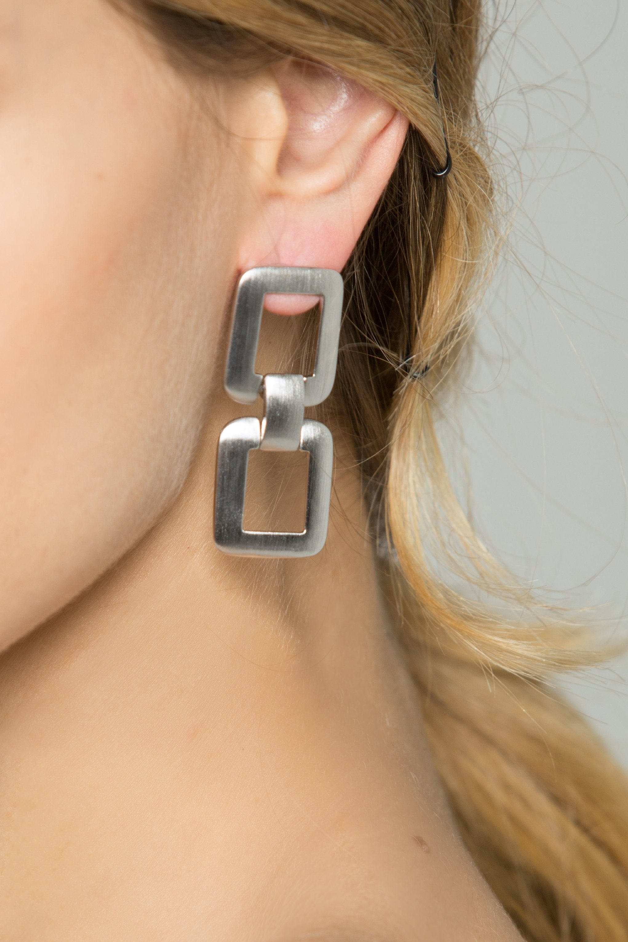 Silver Double Buckle Earrings - ownthelooks-Development