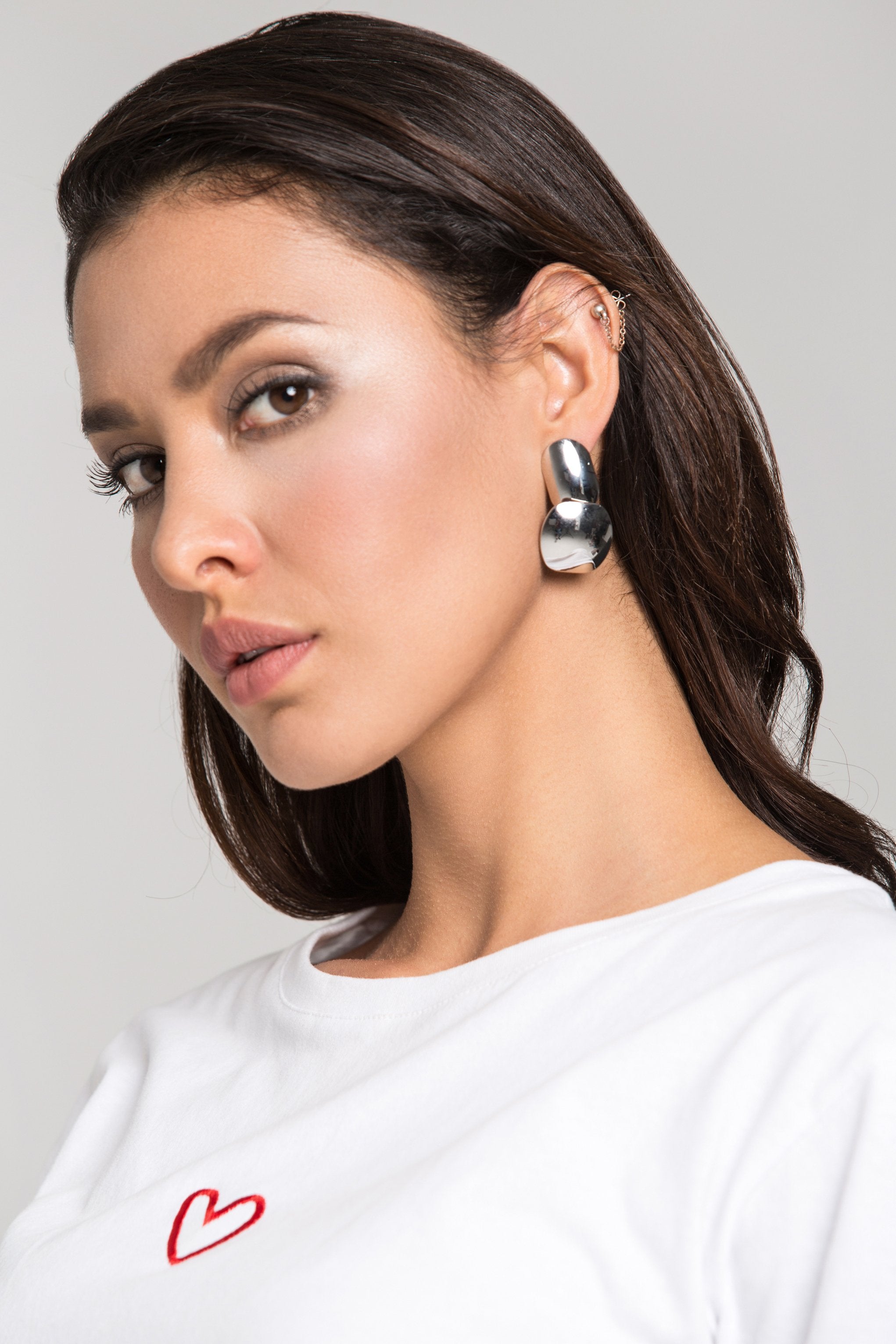 Silver Double Dome Button Earrings - ownthelooks-Development