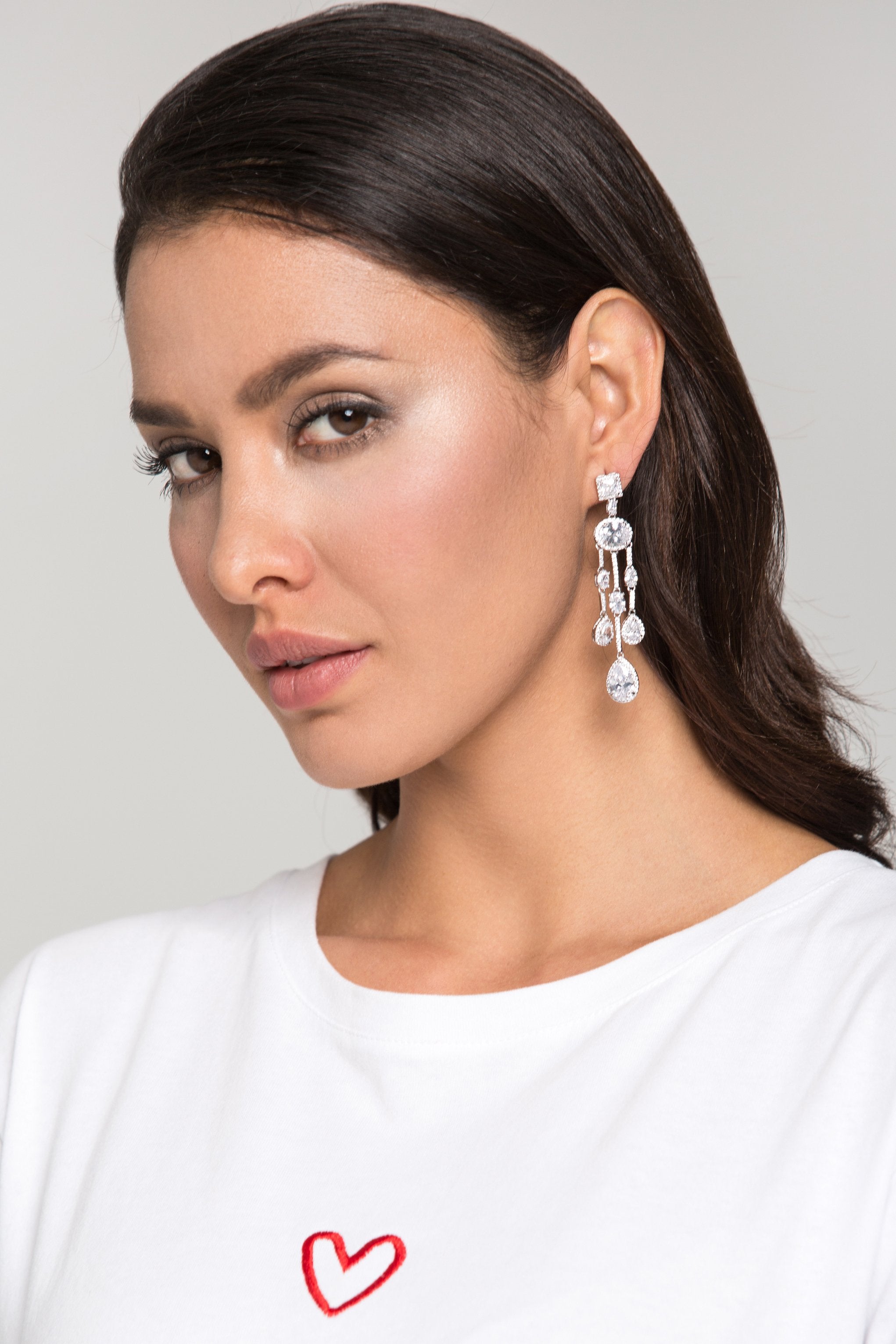 Silver Rhinestone Drop Dangling  Earrings - ownthelooks-Development