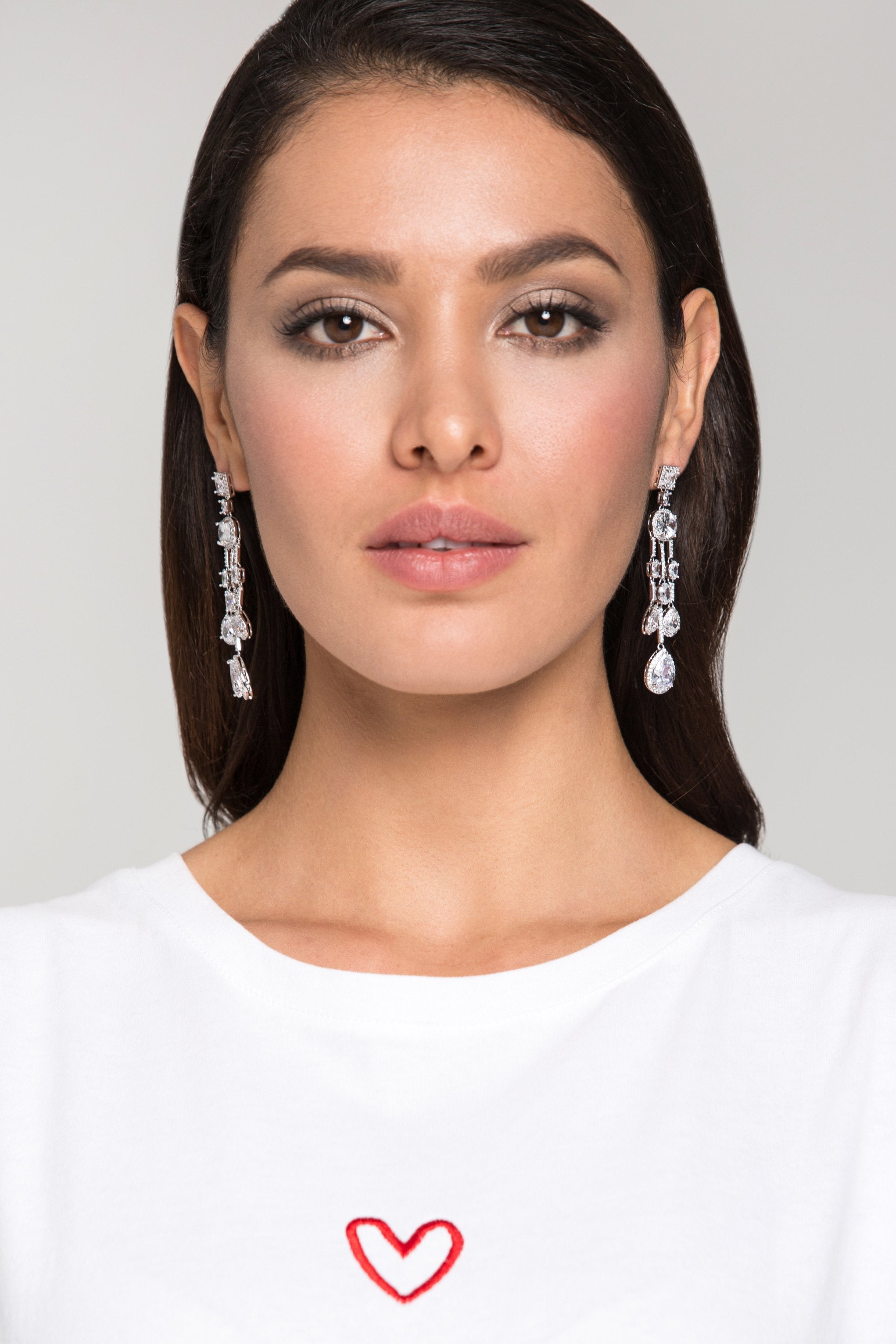 Silver Rhinestone Drop Dangling  Earrings - ownthelooks-Development