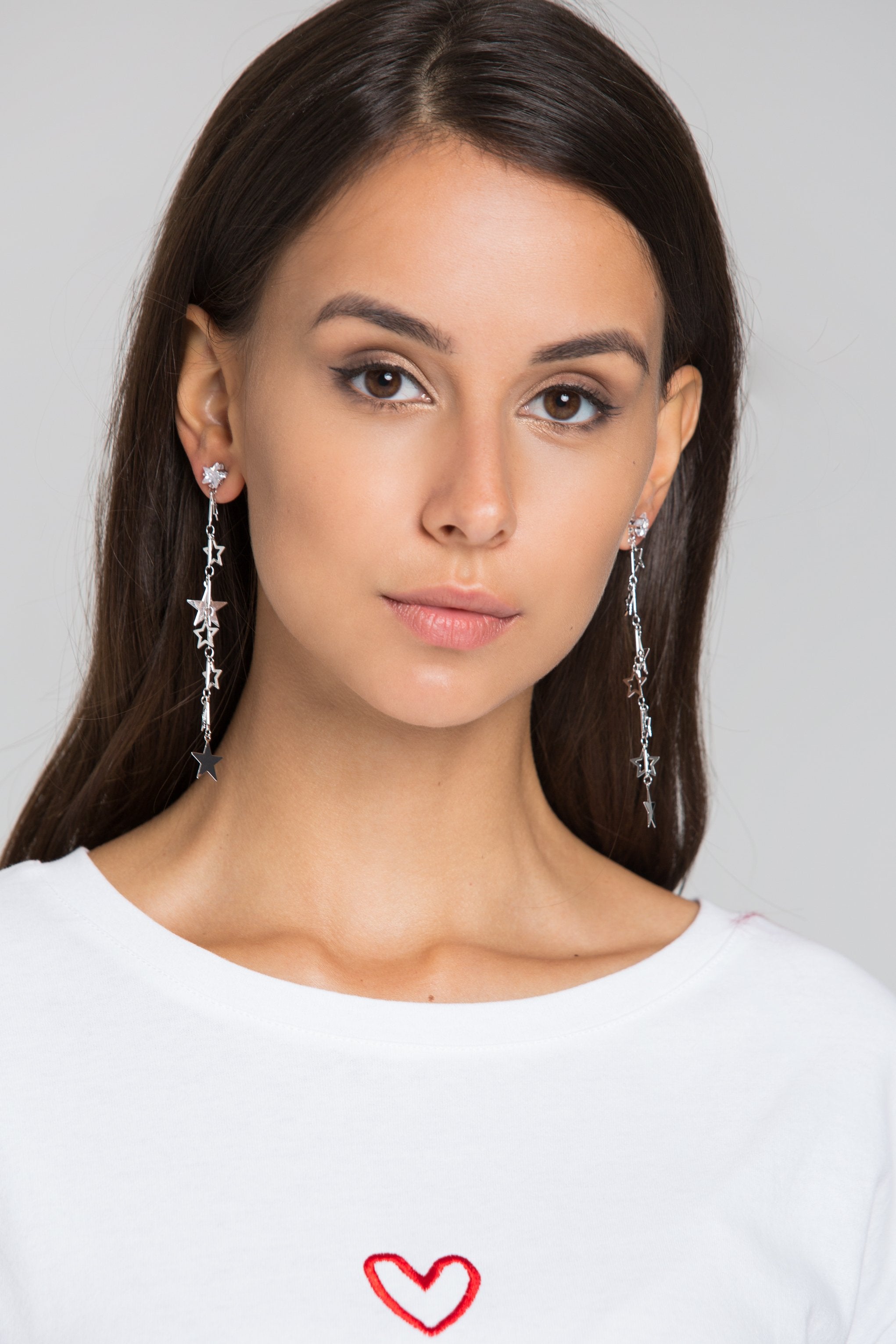 Silver Star Cut Out Dangling Earrings - ownthelooks-Development