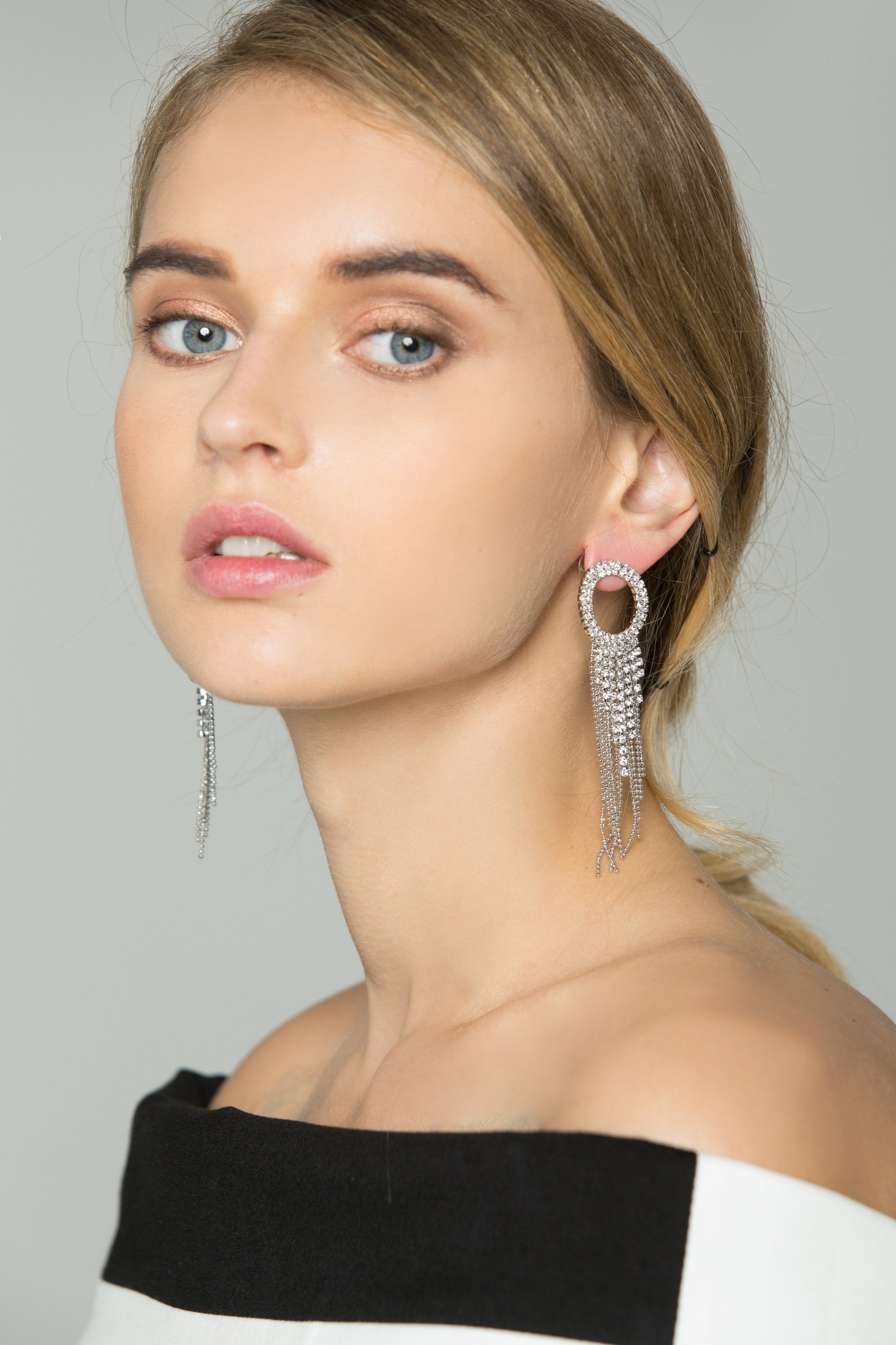 Silver Studded Fringe Earrings - ownthelooks-Development