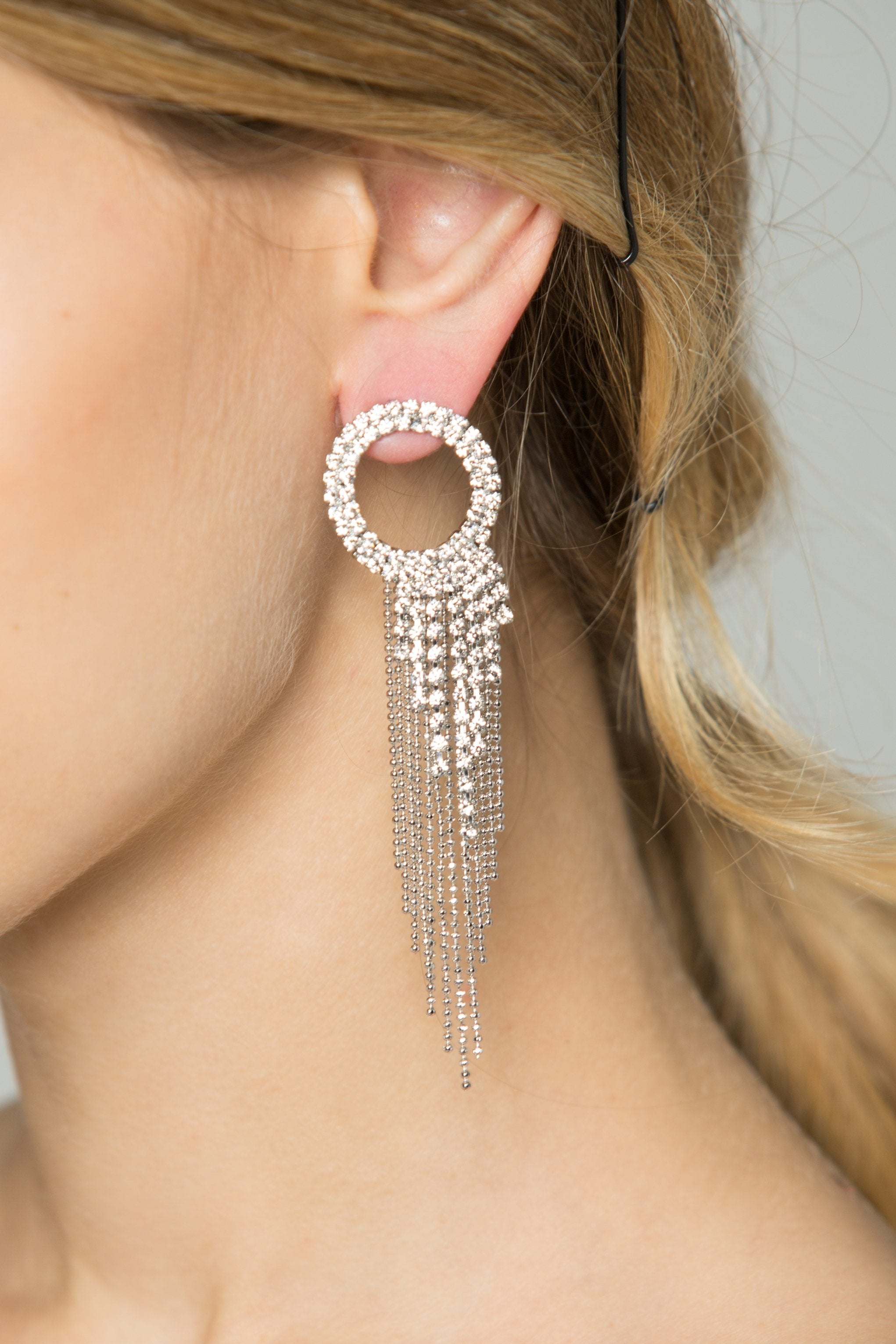 Silver Studded Fringe Earrings - ownthelooks-Development