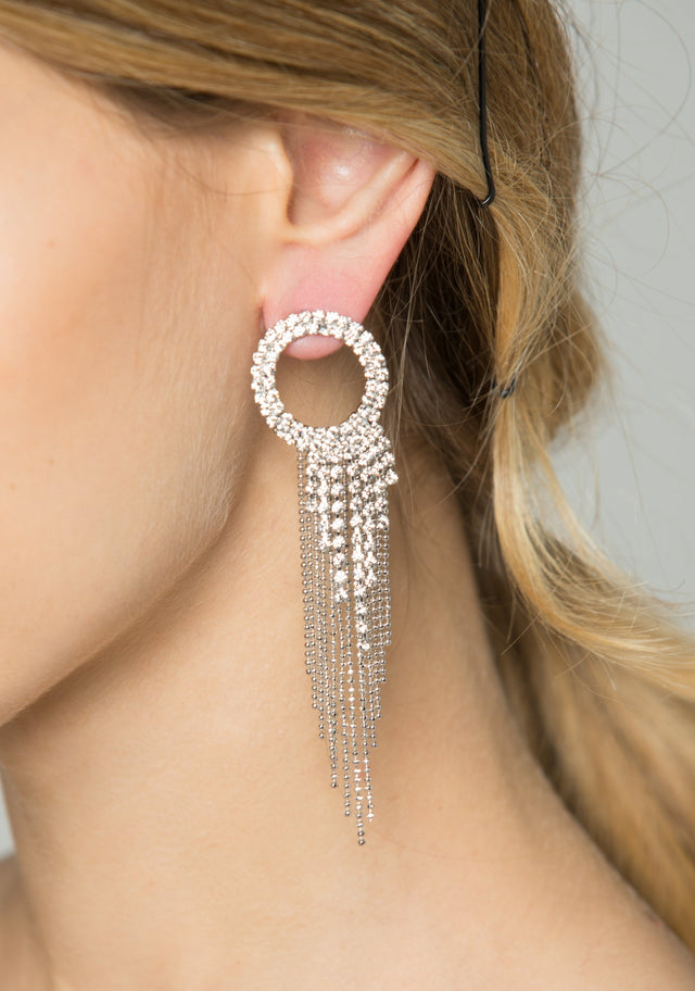 Silver Studded Fringe Earrings - ownthelooks-Development
