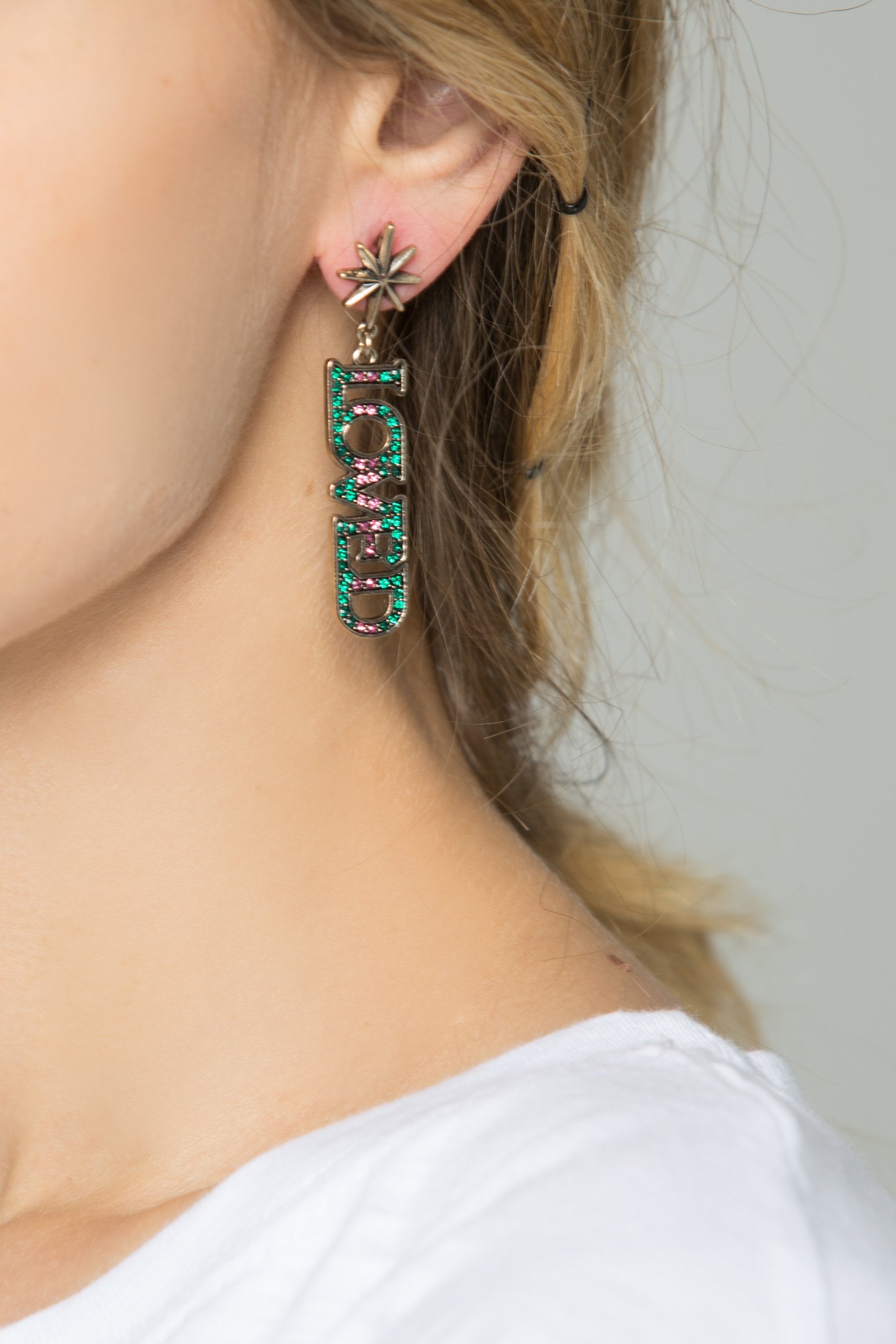 Silver Sun-kissed LOVED Earrings - ownthelooks-Development