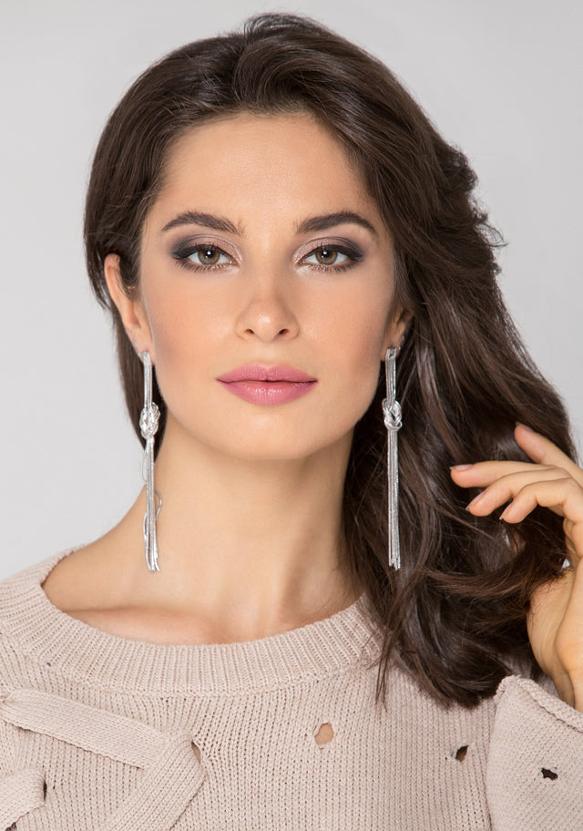 Silver Tassel Knot Earrings - ownthelooks-Development