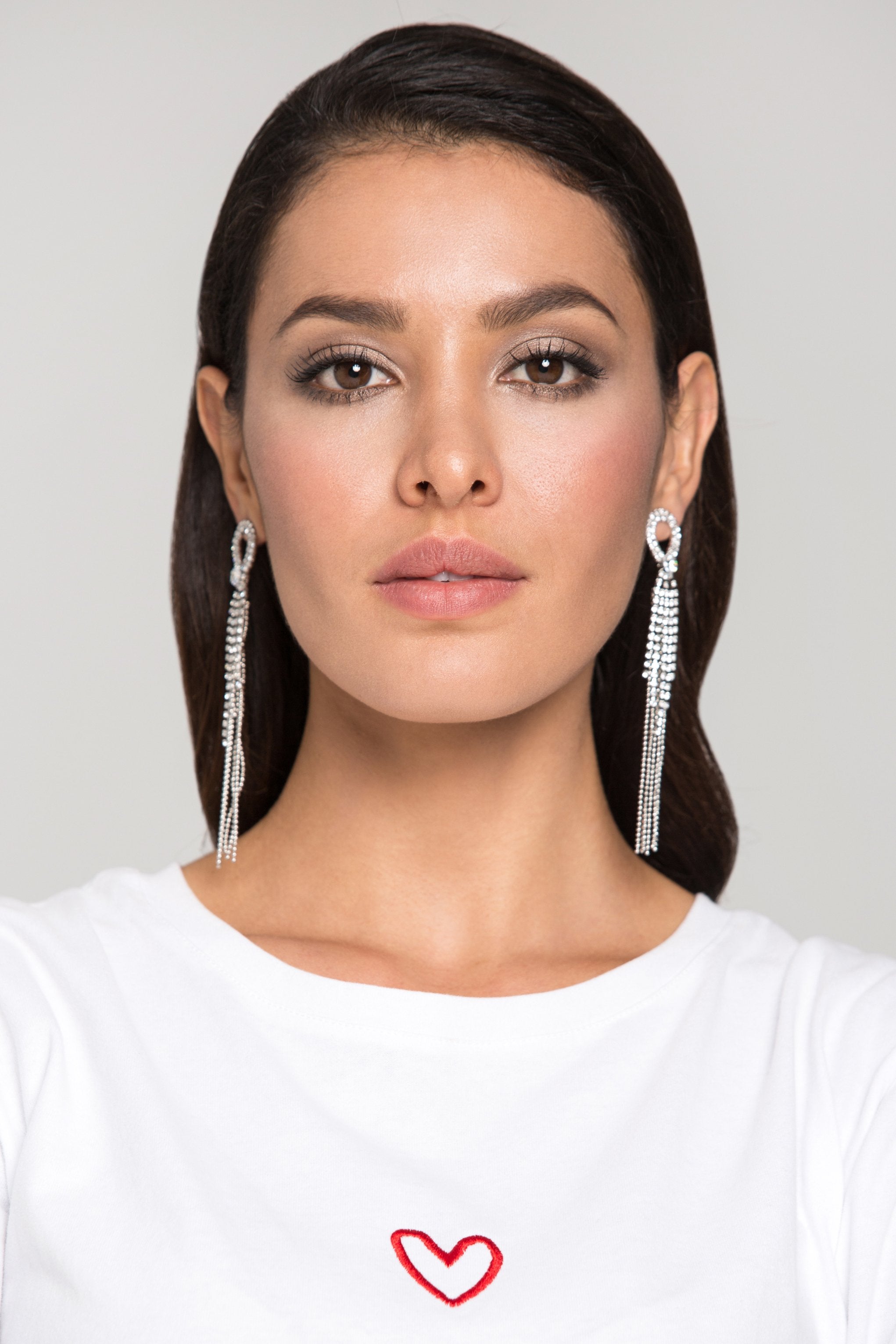 Silver Tennis Beads Tassel Earrings - ownthelooks-Development