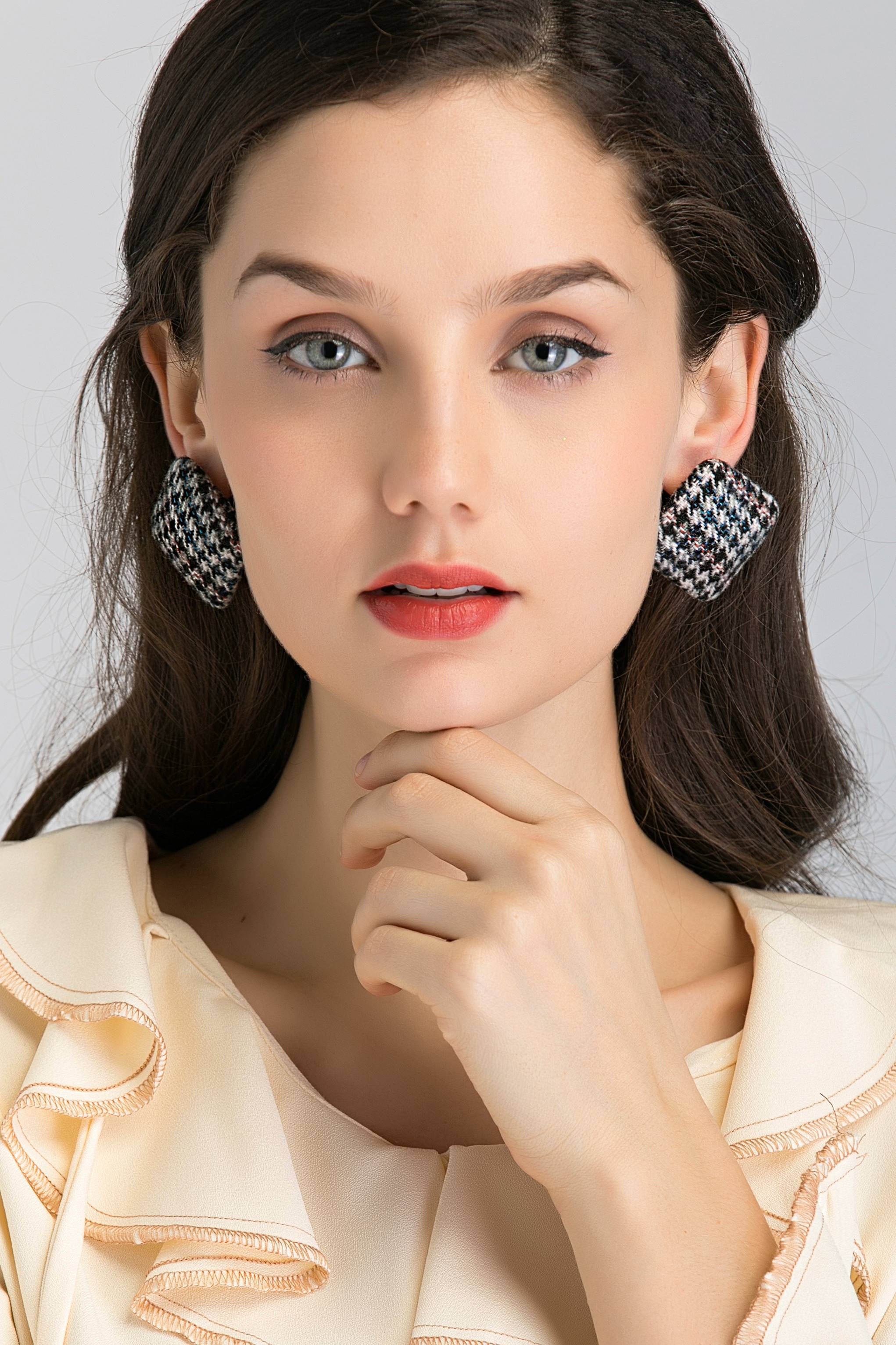 Square Houndstooth Earrings - ownthelooks-Development