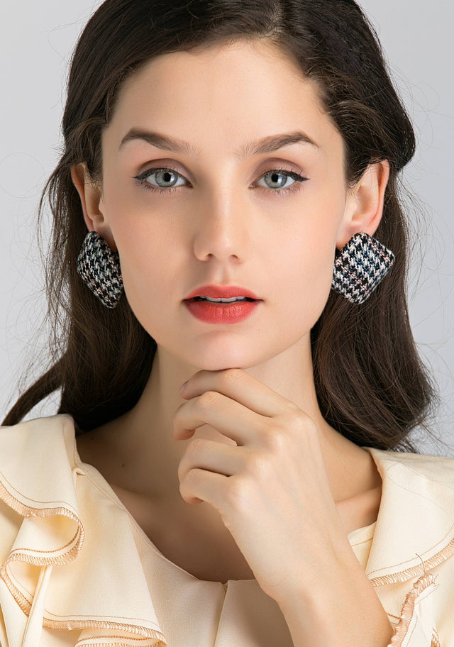Square Houndstooth Earrings - ownthelooks-Development