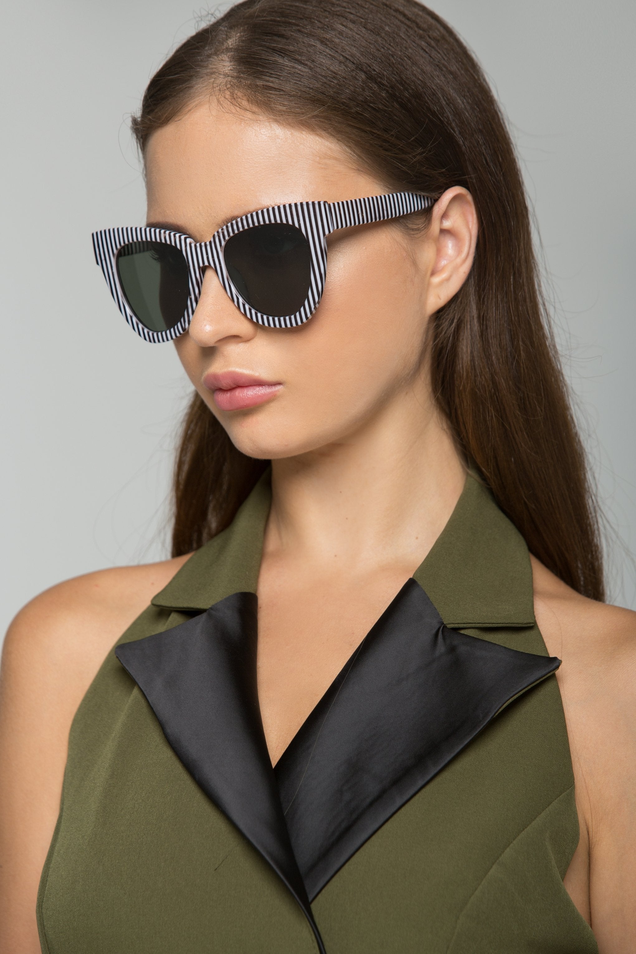 Striped Retro Cat Eye Sunglasses - ownthelooks-Development