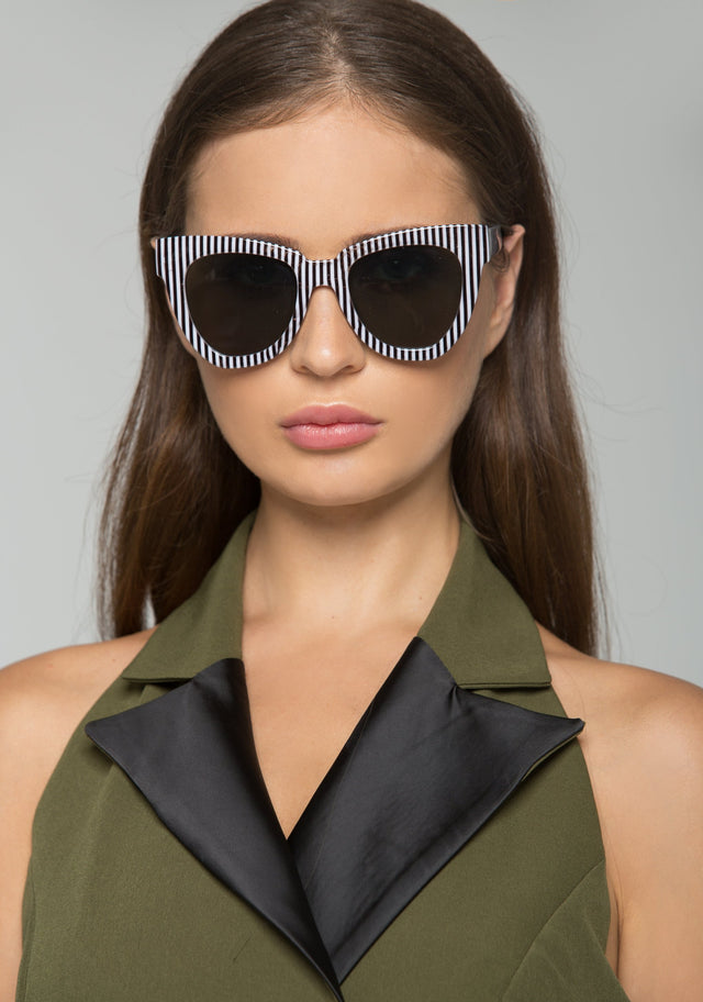 Striped Retro Cat Eye Sunglasses - ownthelooks-Development