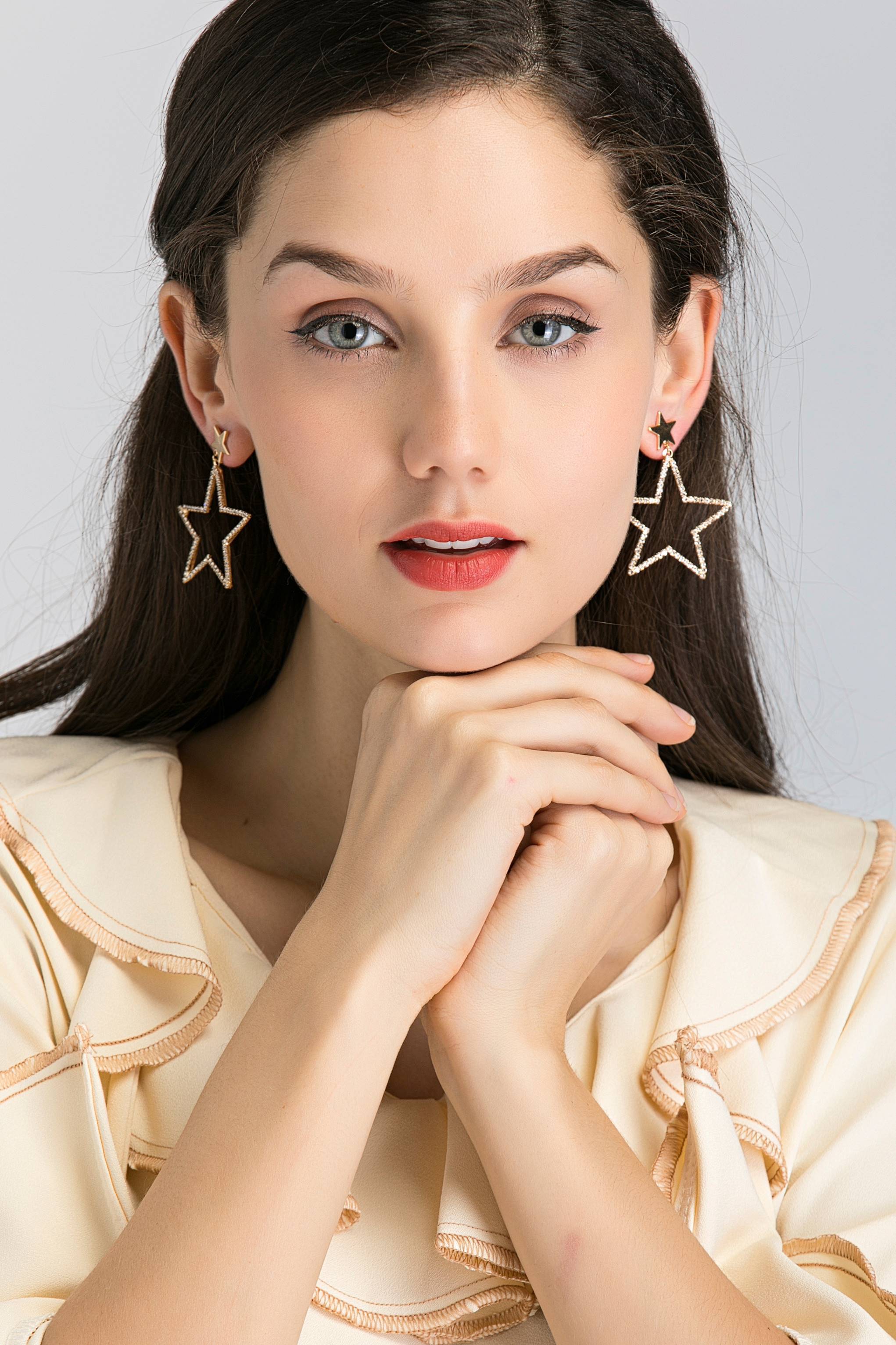 Studded Star Cut Out Drop Earrings - ownthelooks-Development