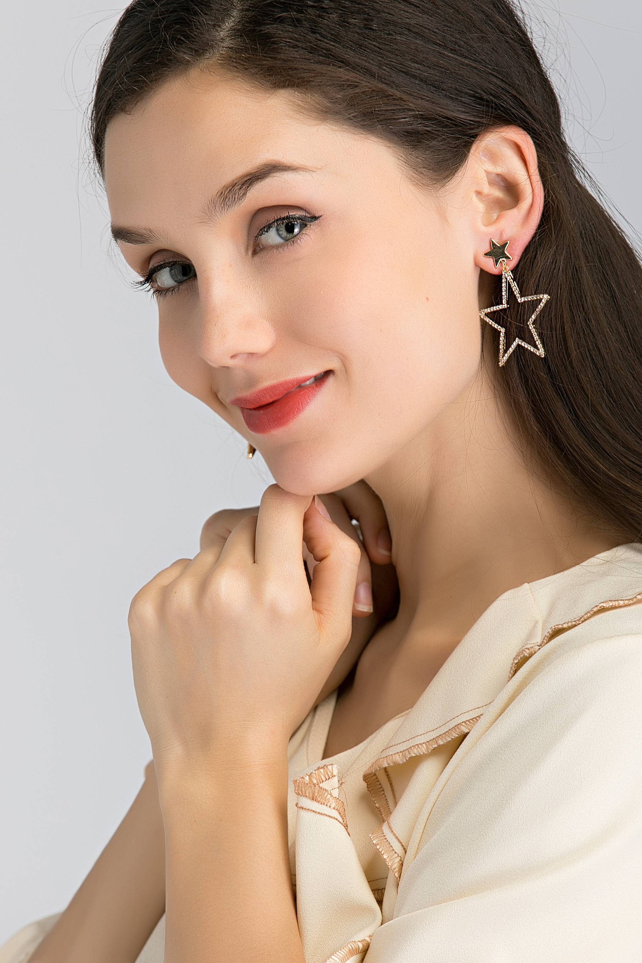 Studded Star Cut Out Drop Earrings - ownthelooks-Development