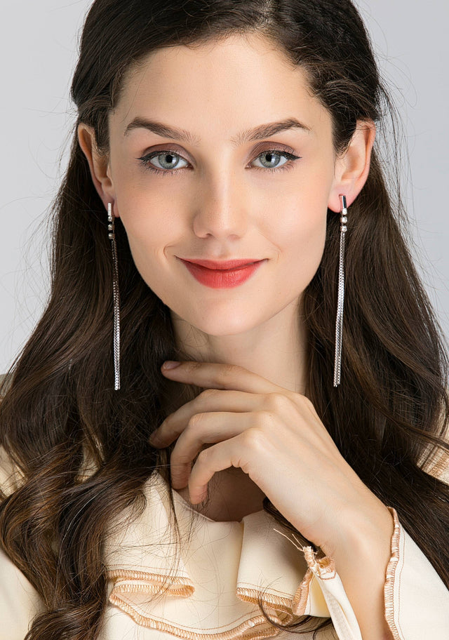 Three Stud Long Tassel Earrings - ownthelooks-Development