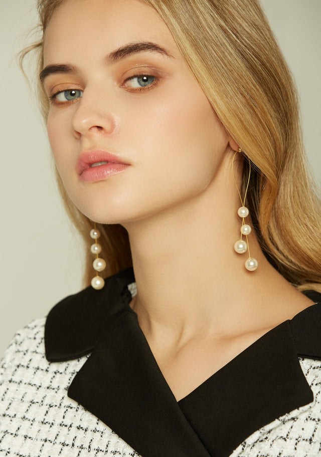 Tiered Faux Pearl Drop Earrings - ownthelooks-Development