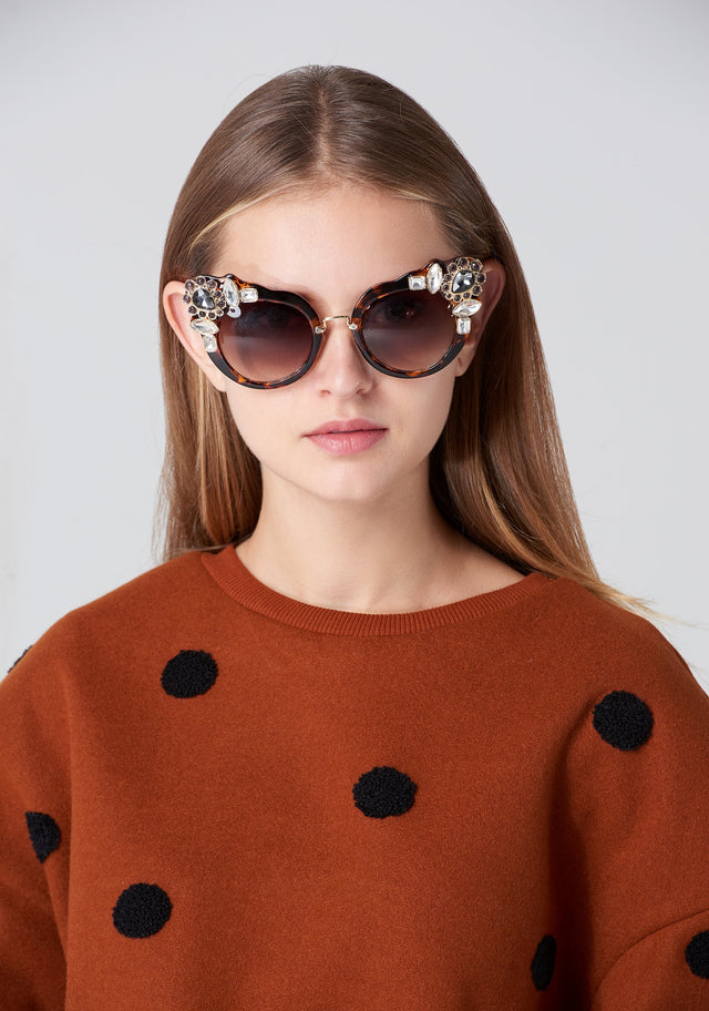 Tortoise Jewel Tip Sunglasses - ownthelooks-Development