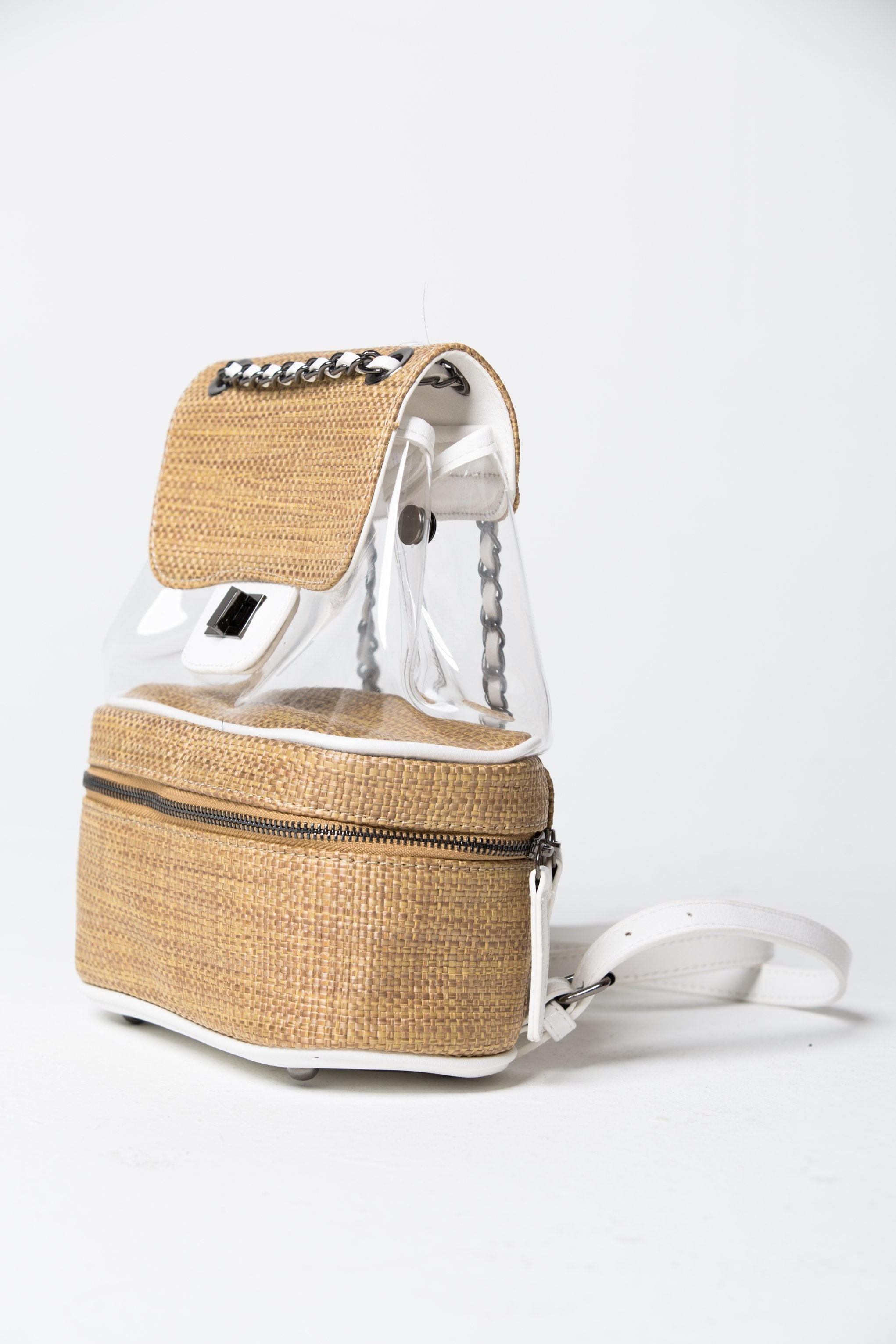 Transparent and Weave Straw Preppy Backpack - ownthelooks-Development