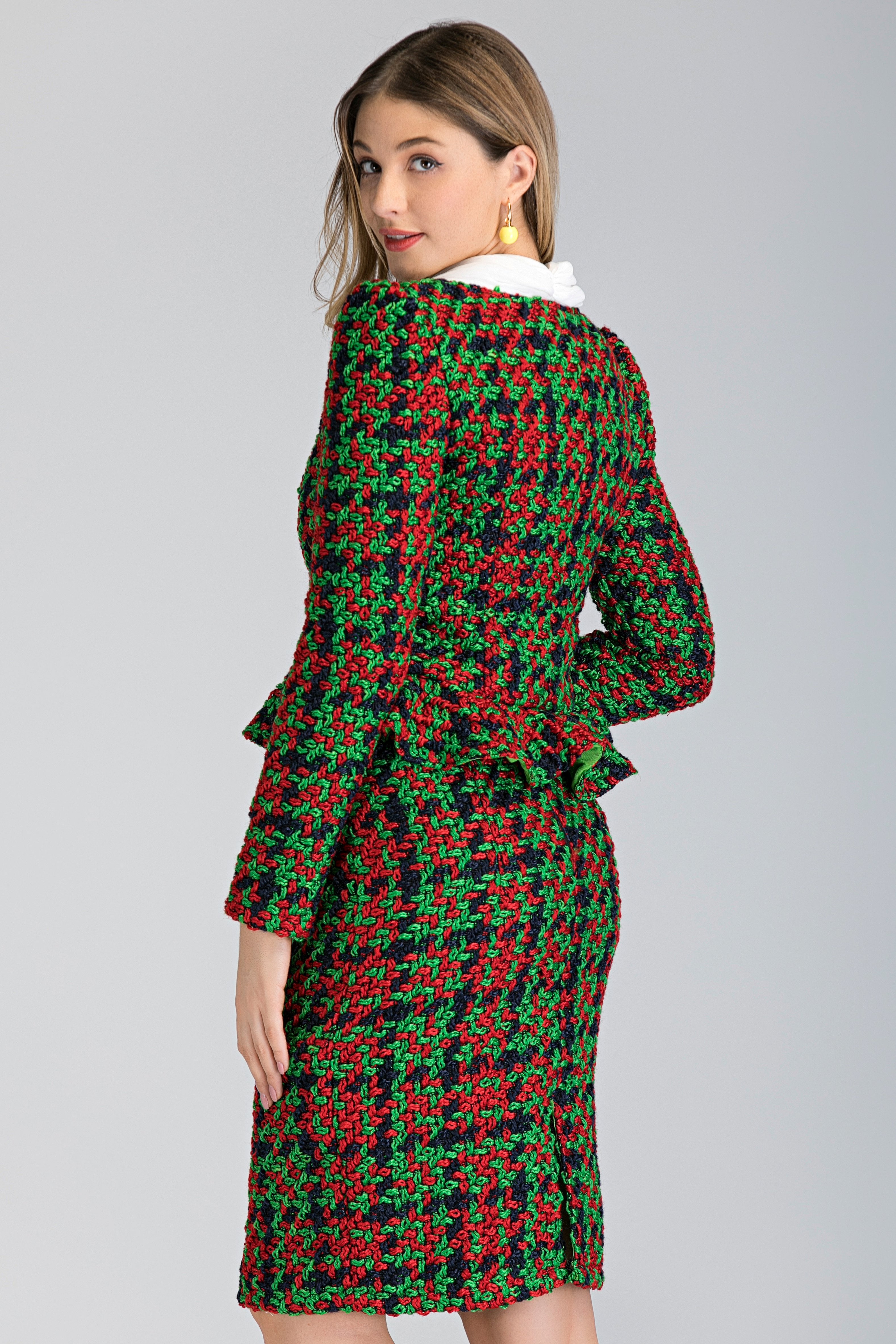 Tweed Tartan Two Piece Dress - ownthelooks-Development