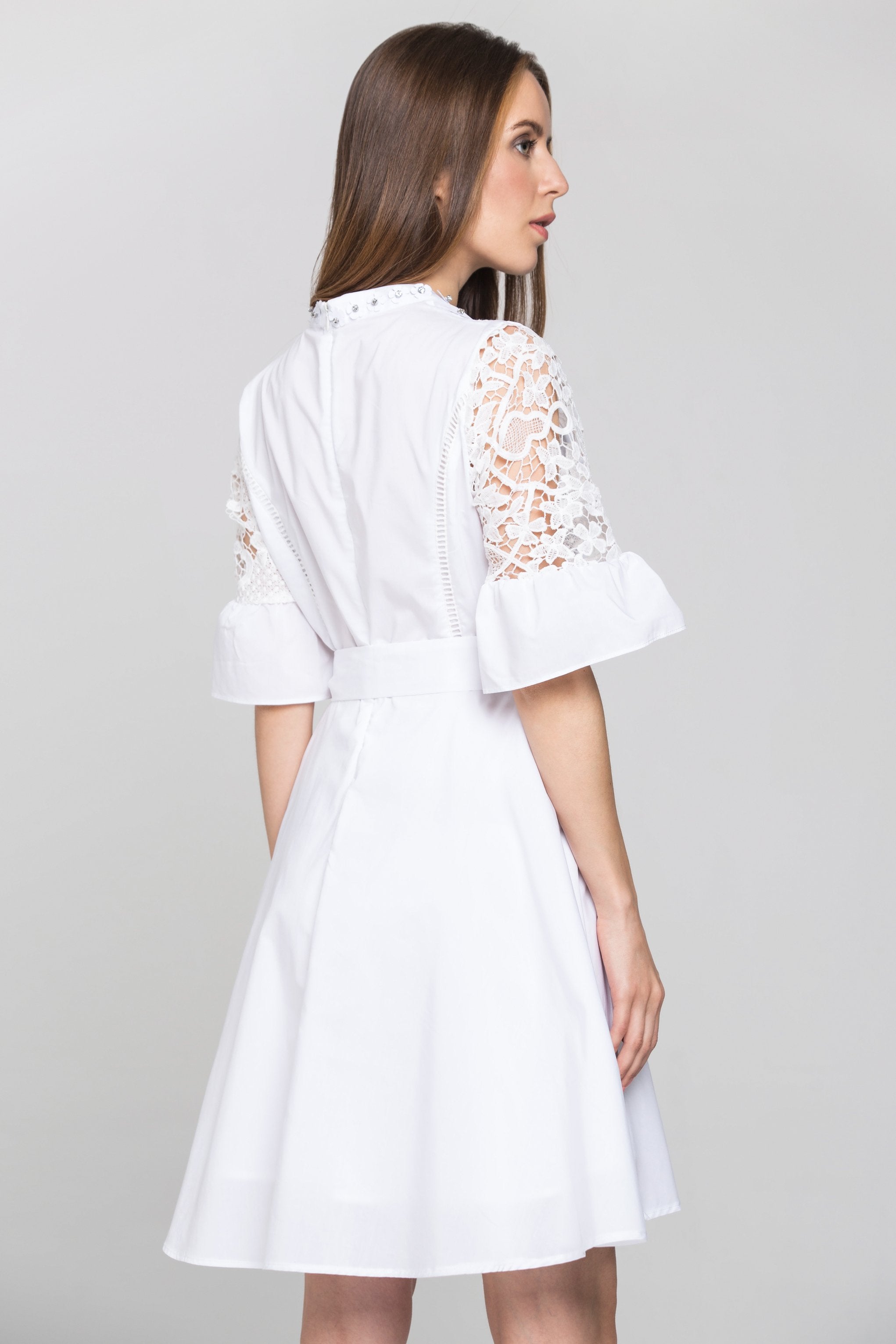White Flower Jewel Midi Dress - ownthelooks-Development
