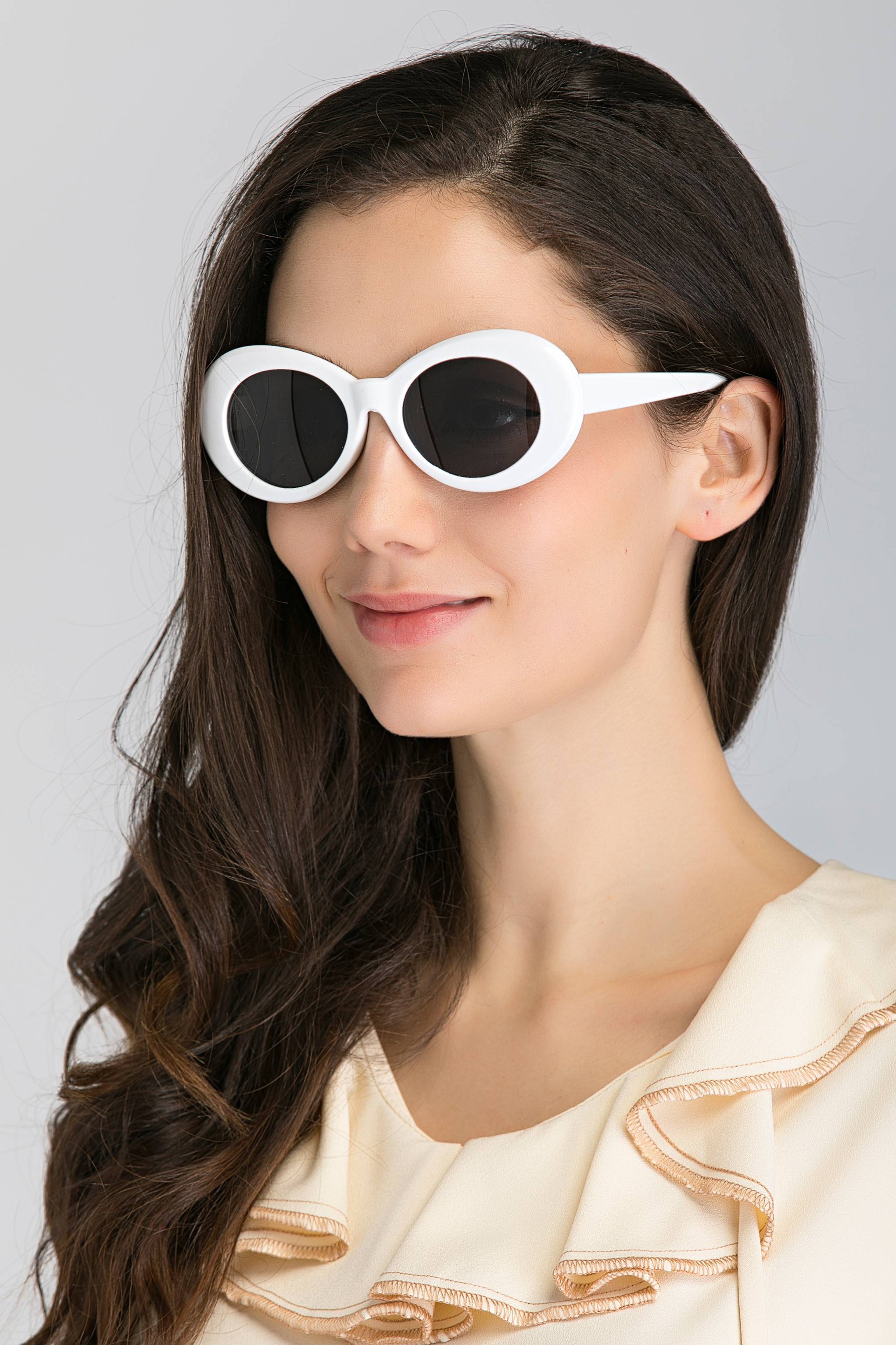 White Round Slim Cat Eye Sunglasses - ownthelooks-Development