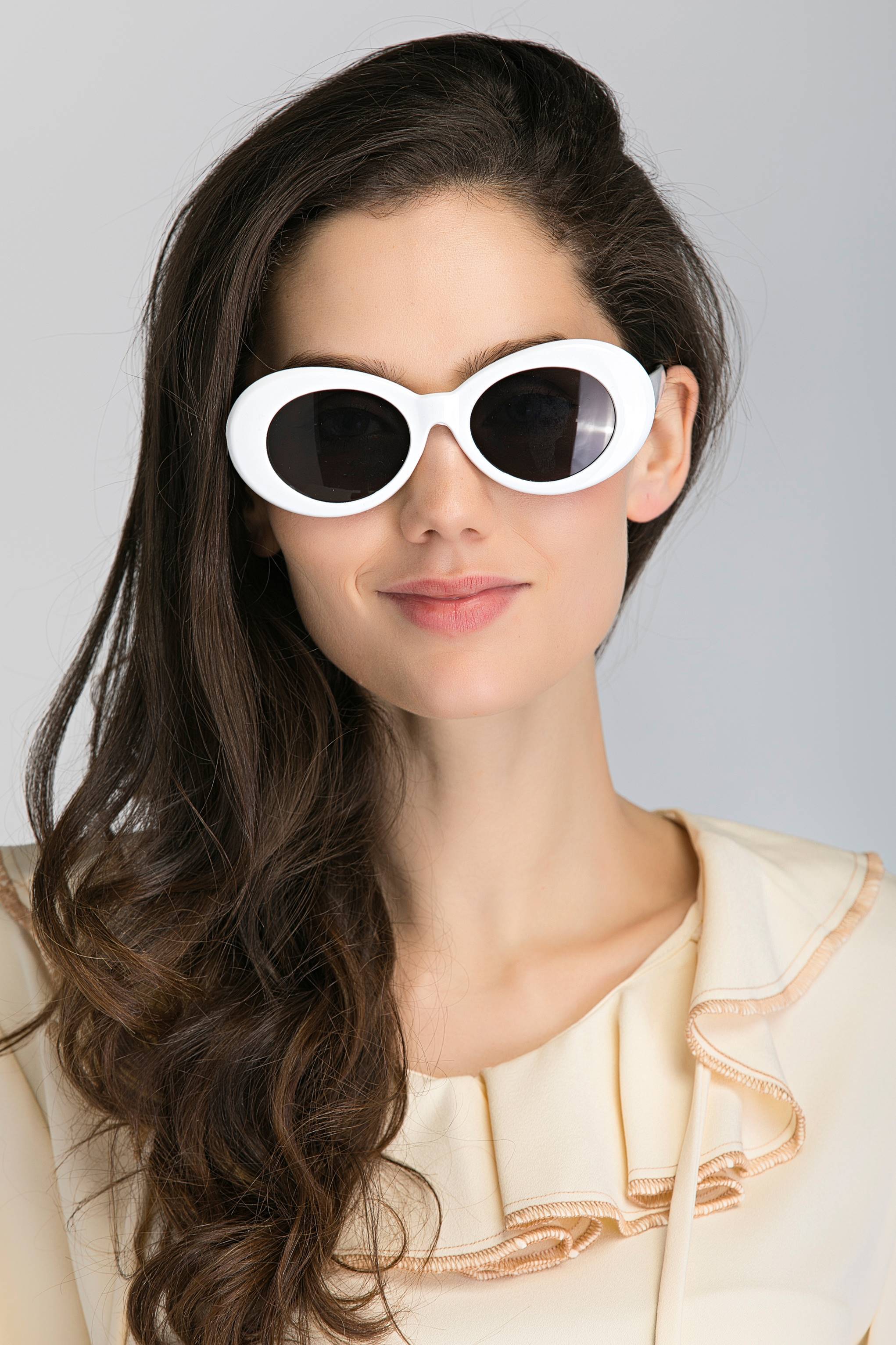 White Round Slim Cat Eye Sunglasses - ownthelooks-Development