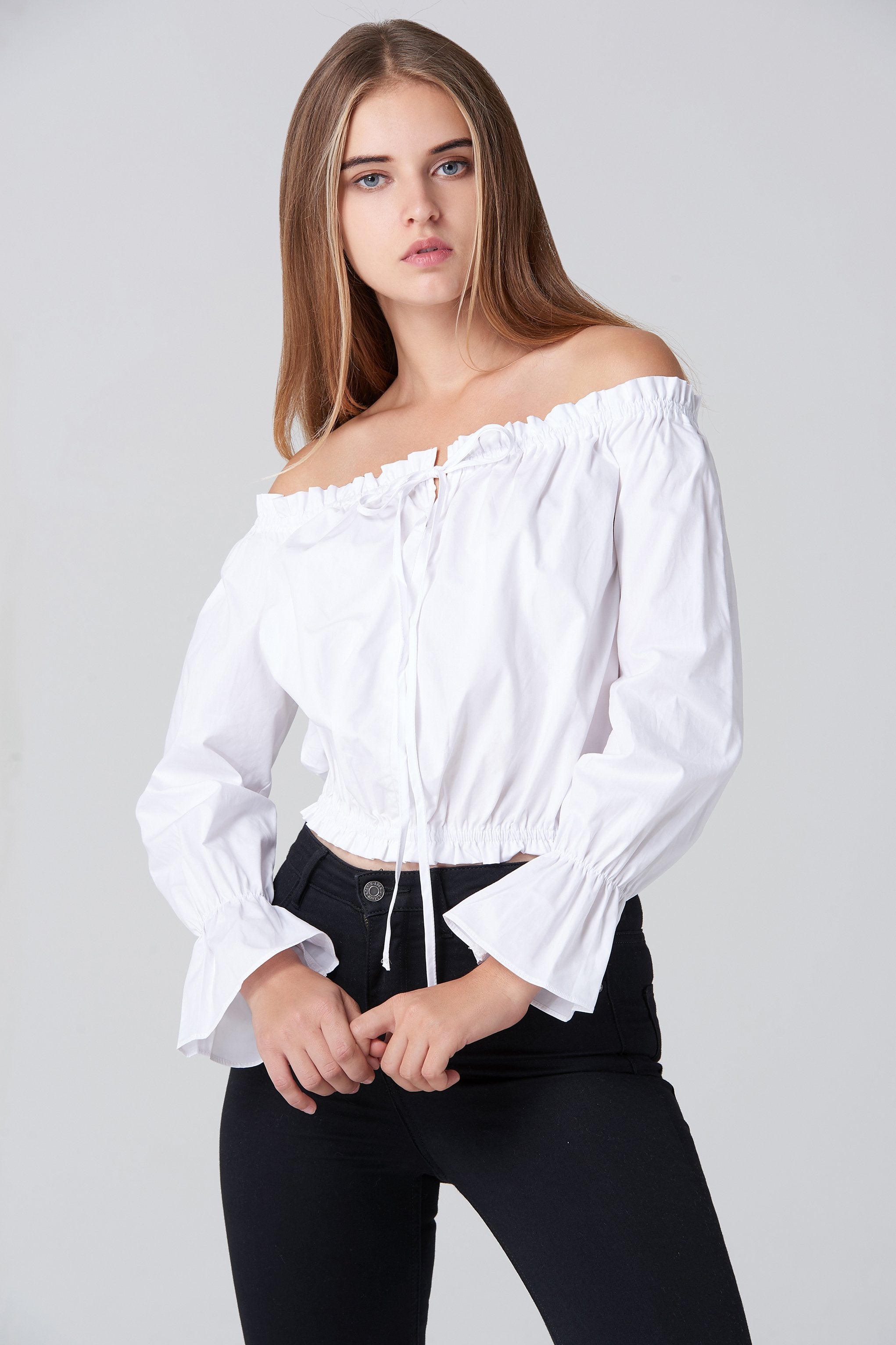 White Sabrina Top - ownthelooks-Development